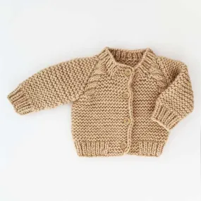 Latte Garter Stitch Cardigan Sweater for Babies and Toddlers