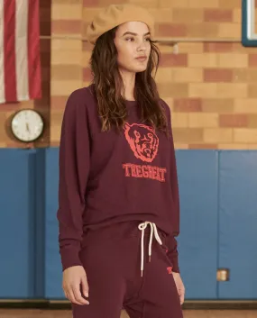 The Great - The College Sweatshirt with Bear Graphic in Mulberry