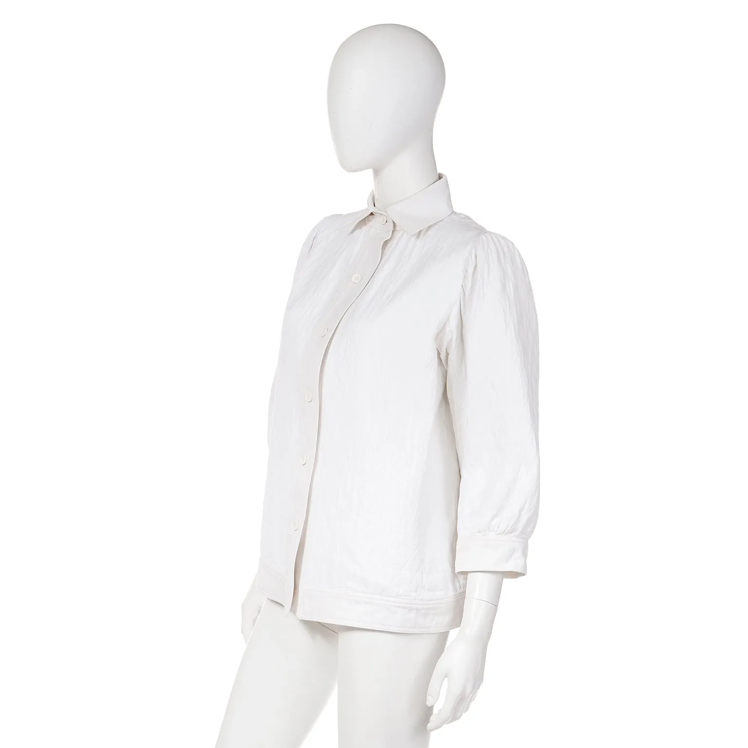 1970s Yves Saint Laurent Quilted Ivory Smock Style Jacket