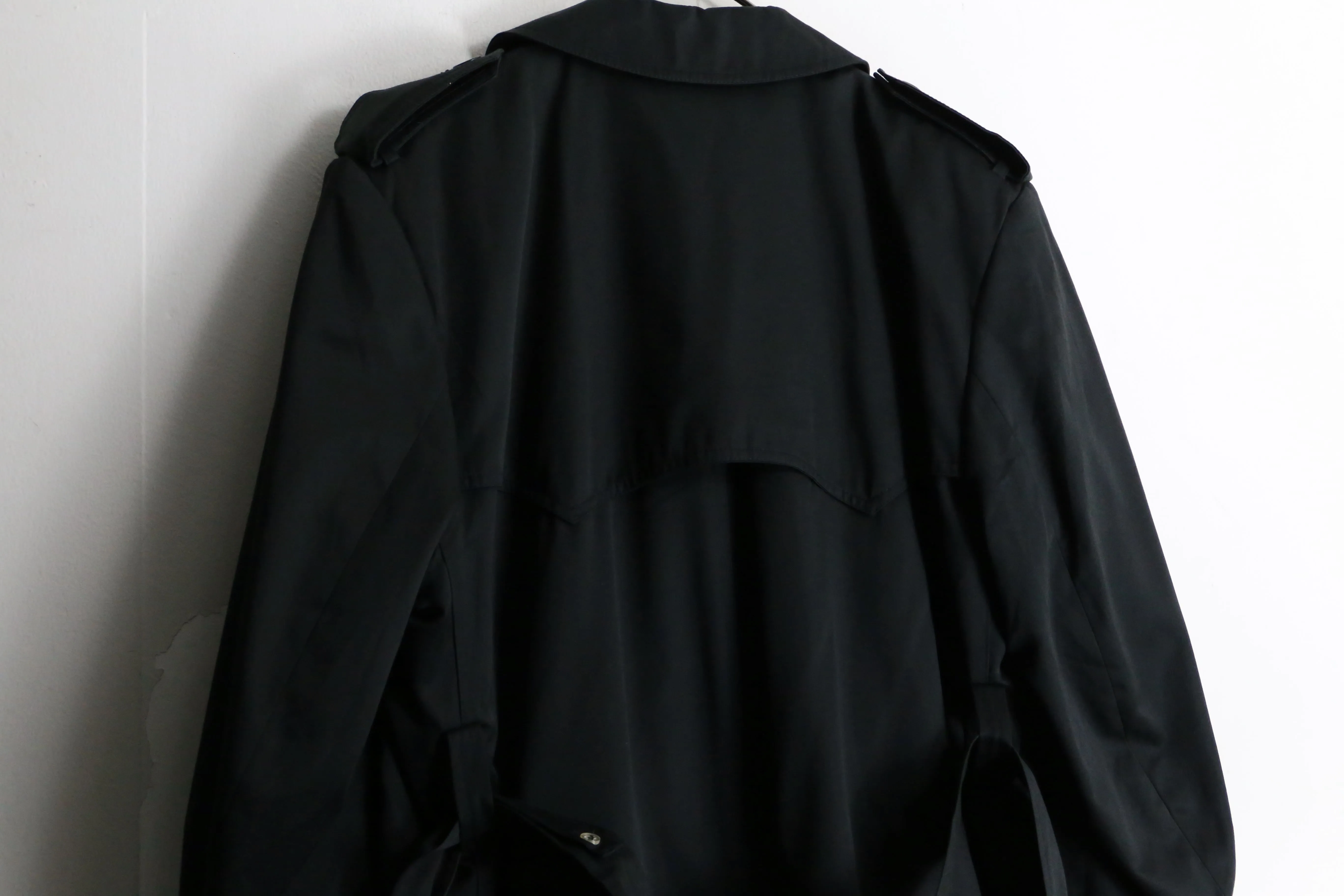 1990s Barry T/C twill black trench coat