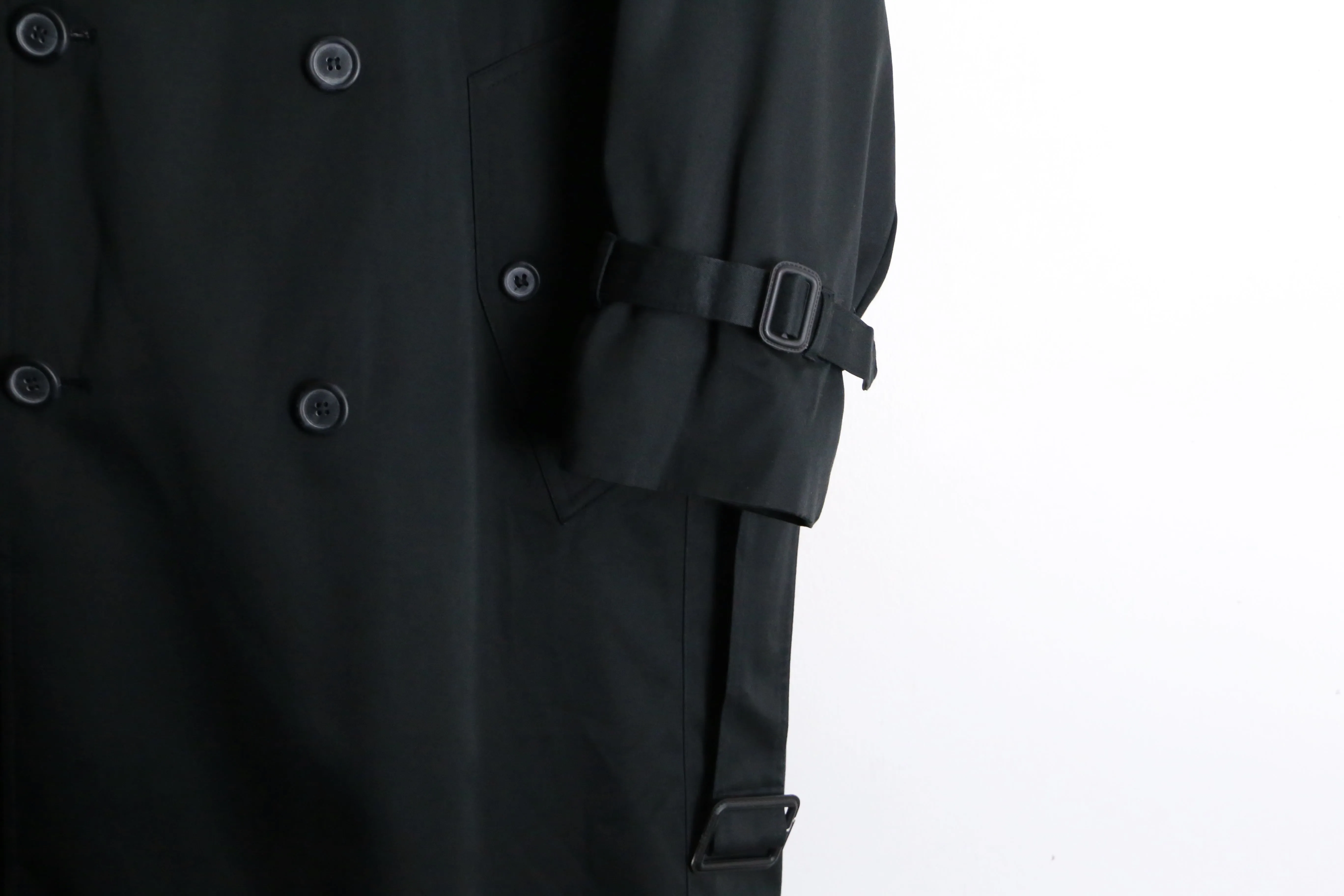 1990s Barry T/C twill black trench coat