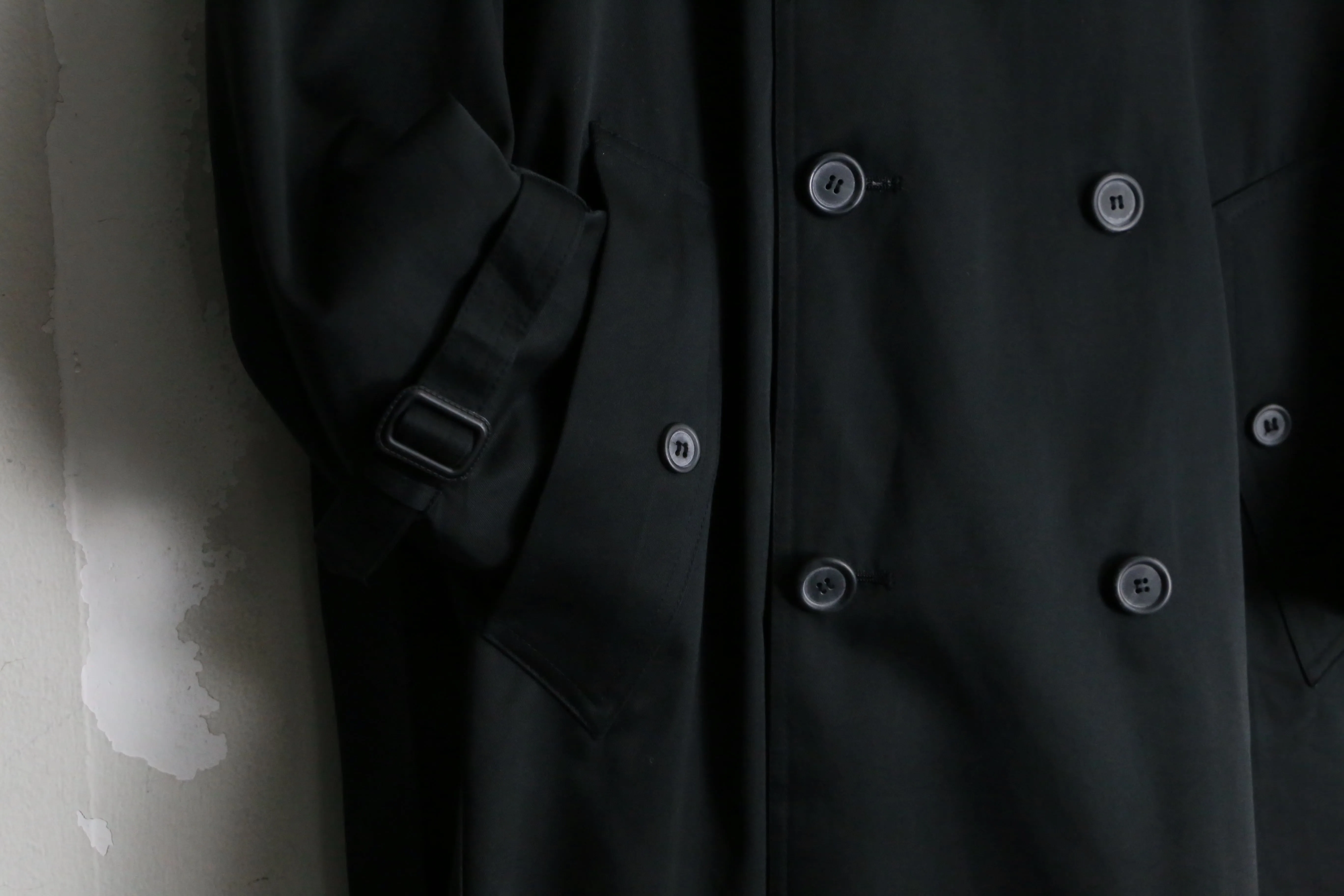 1990s Barry T/C twill black trench coat