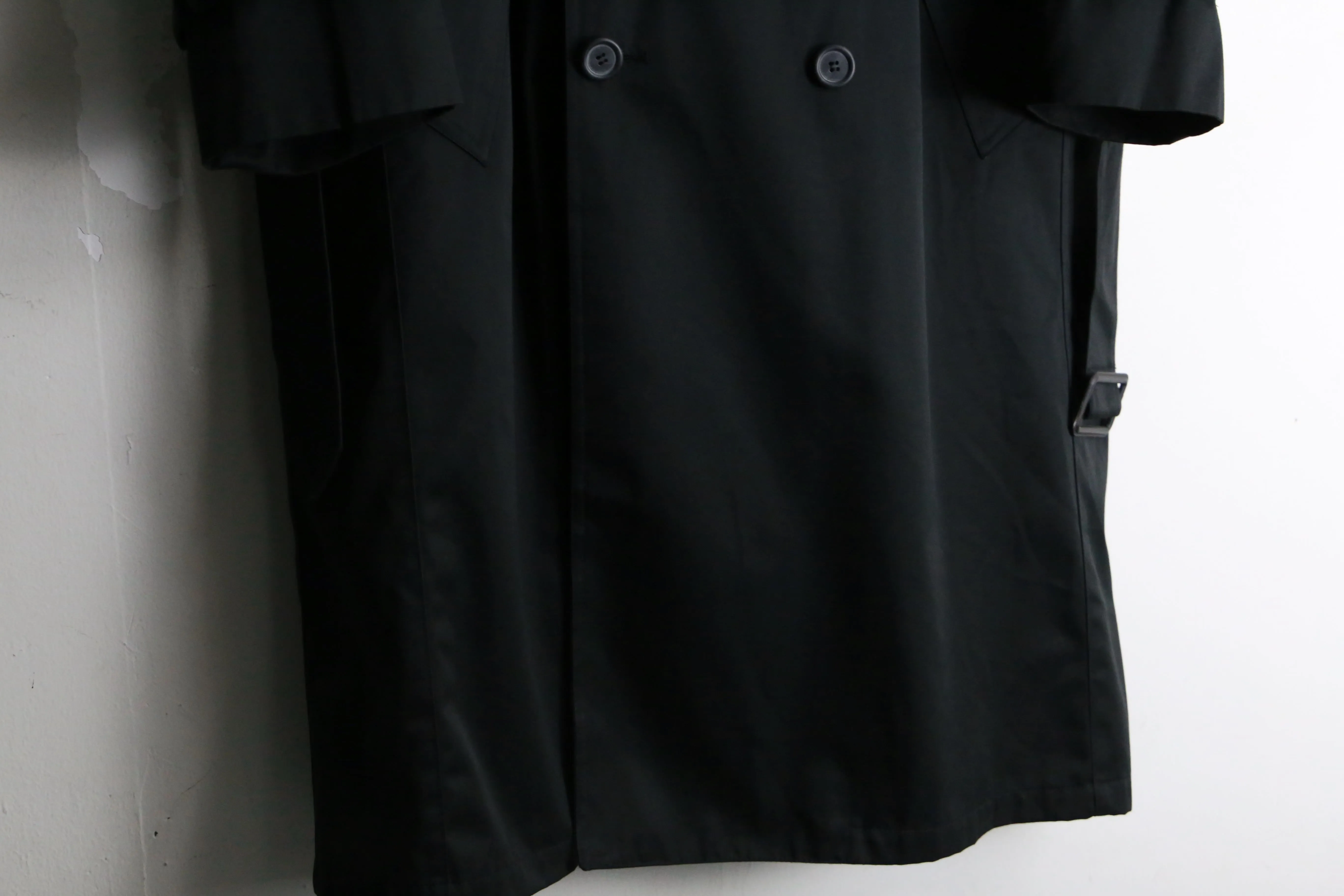 1990s Barry T/C twill black trench coat