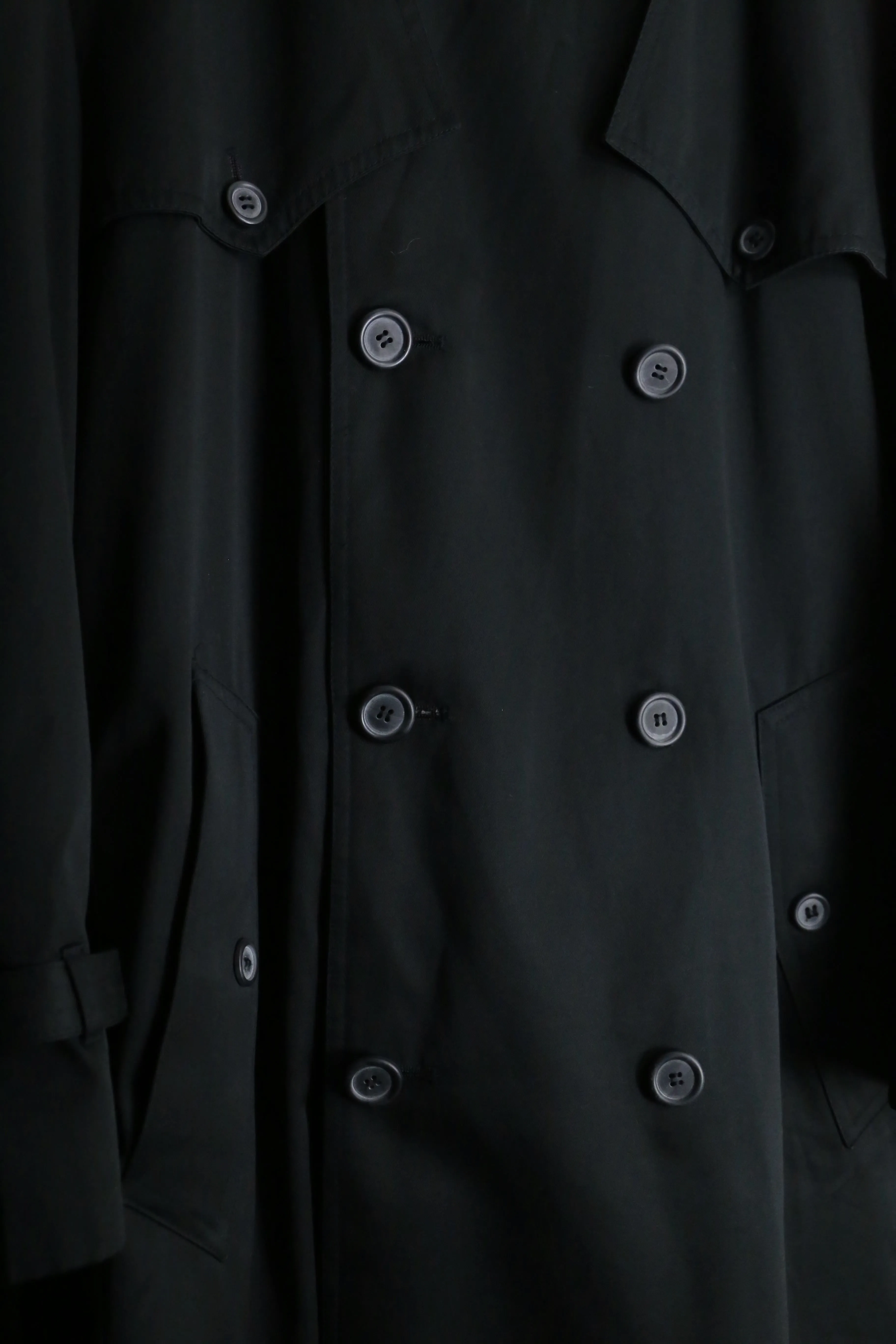 1990s Barry T/C twill black trench coat