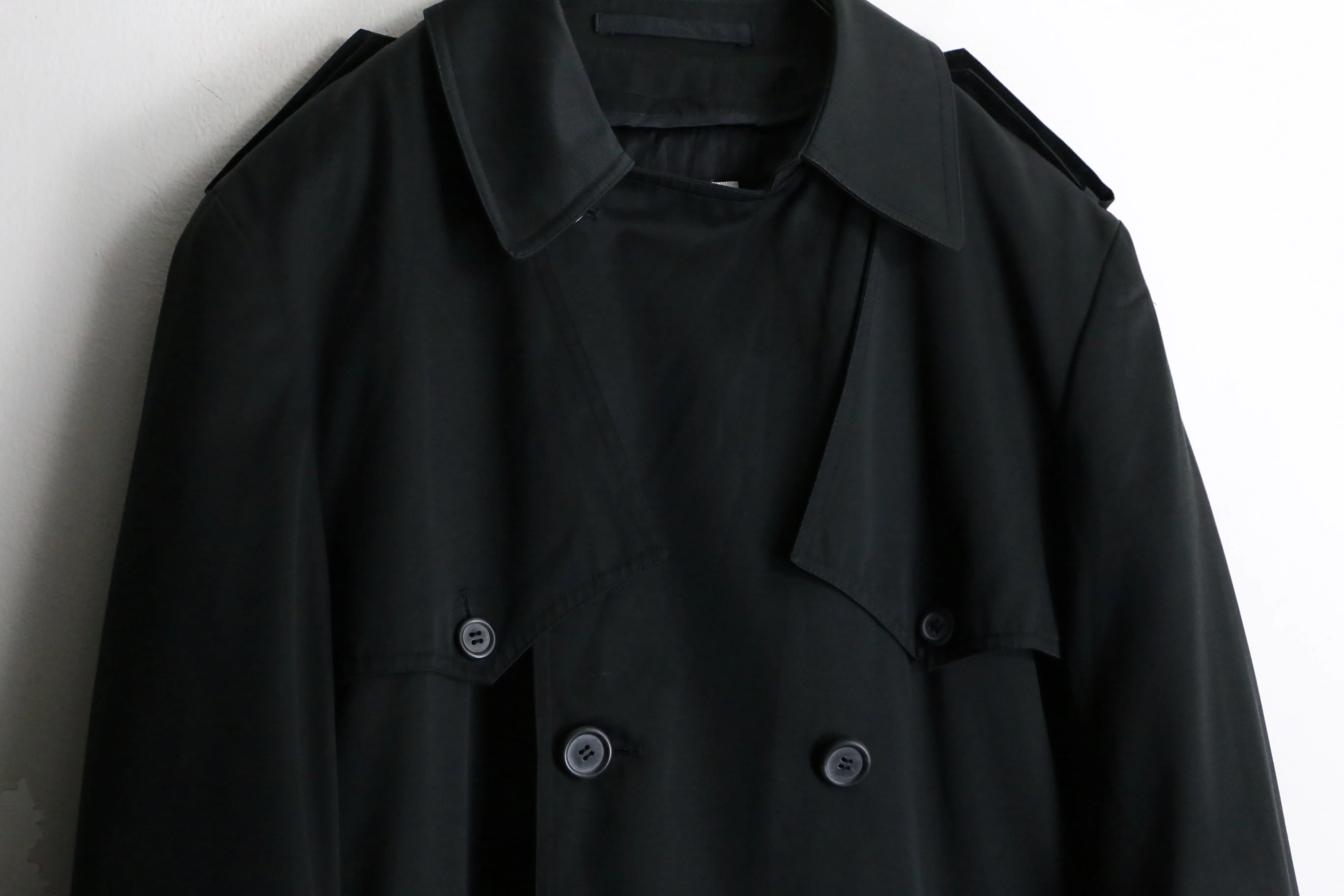 1990s Barry T/C twill black trench coat