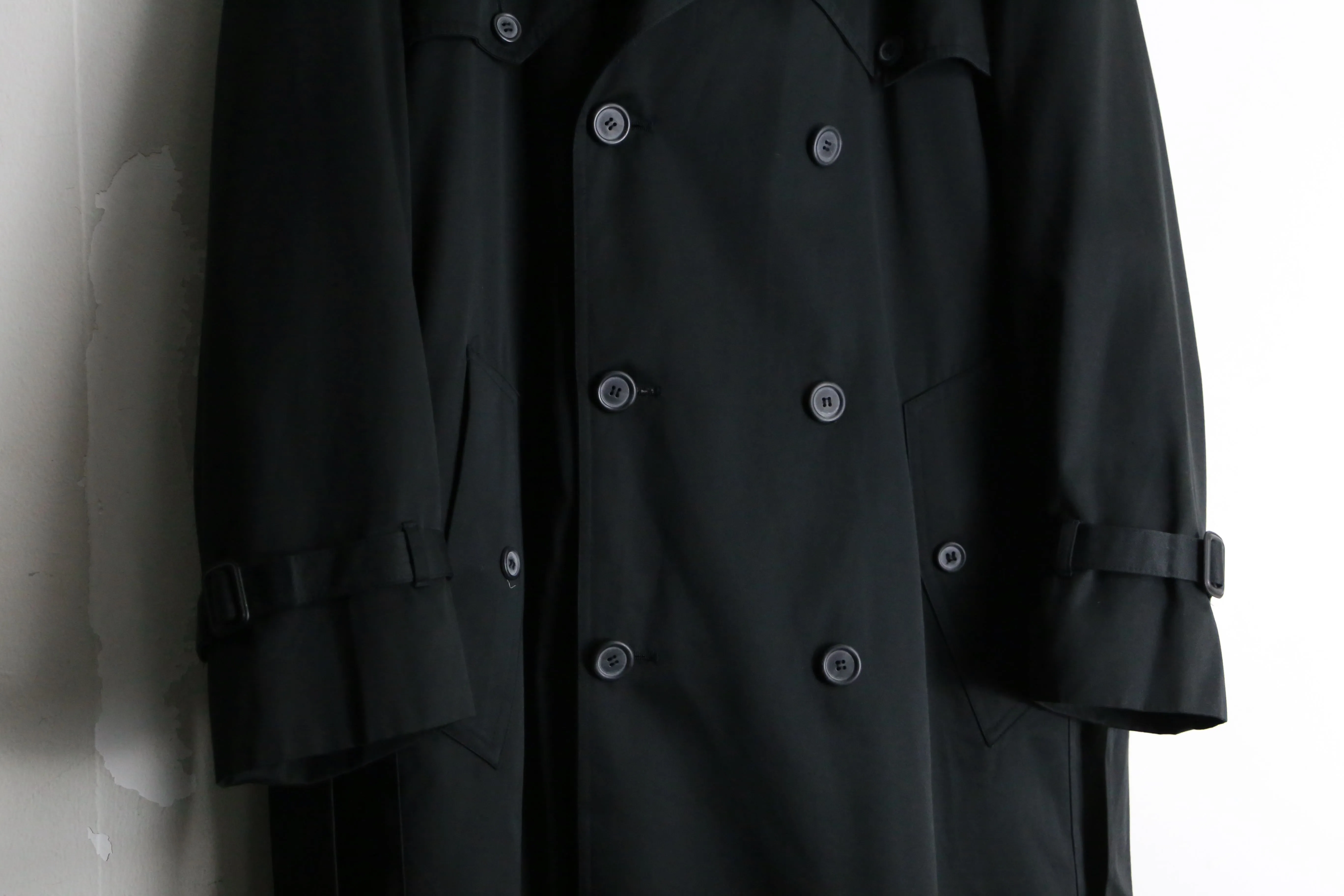 1990s Barry T/C twill black trench coat