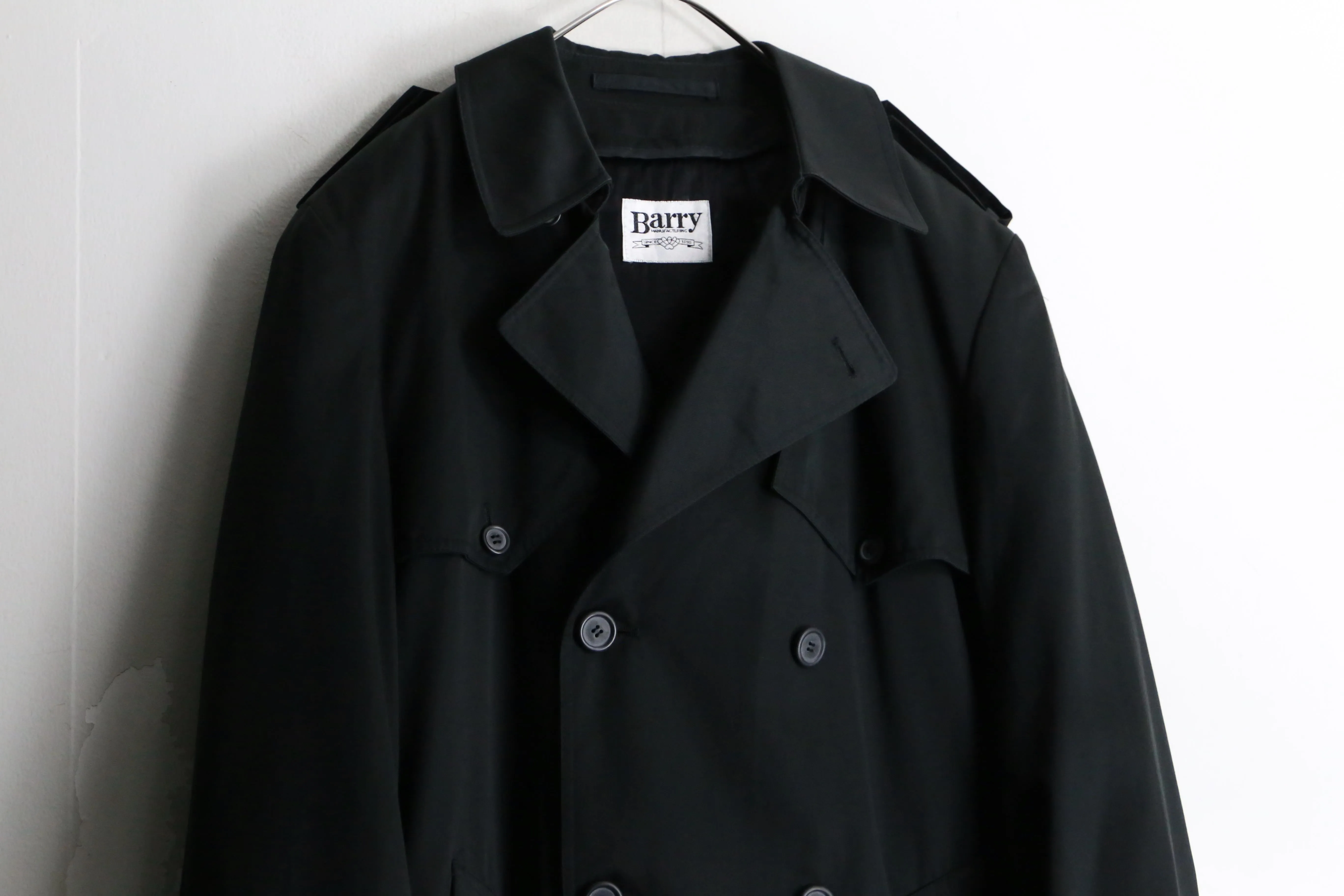 1990s Barry T/C twill black trench coat