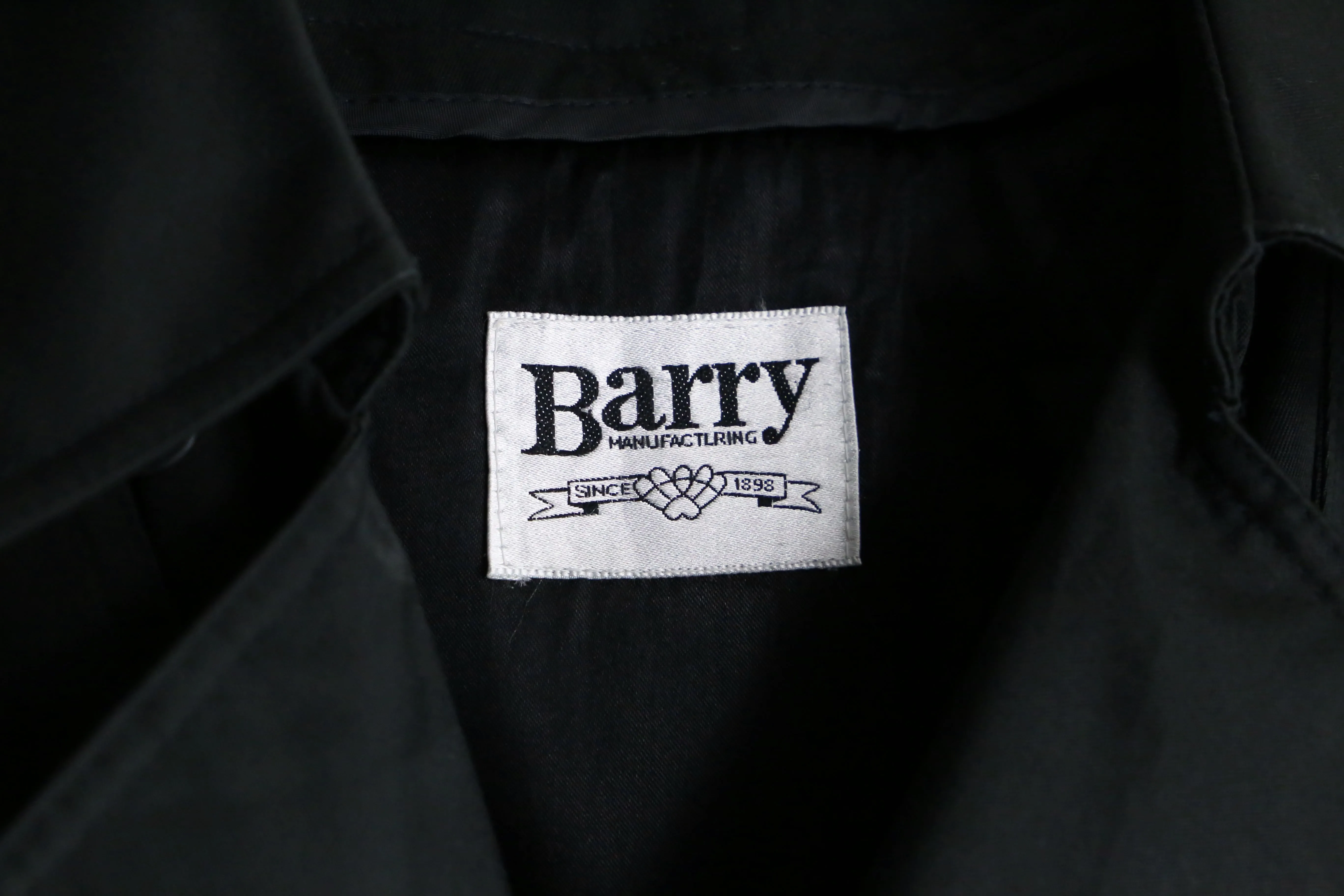 1990s Barry T/C twill black trench coat