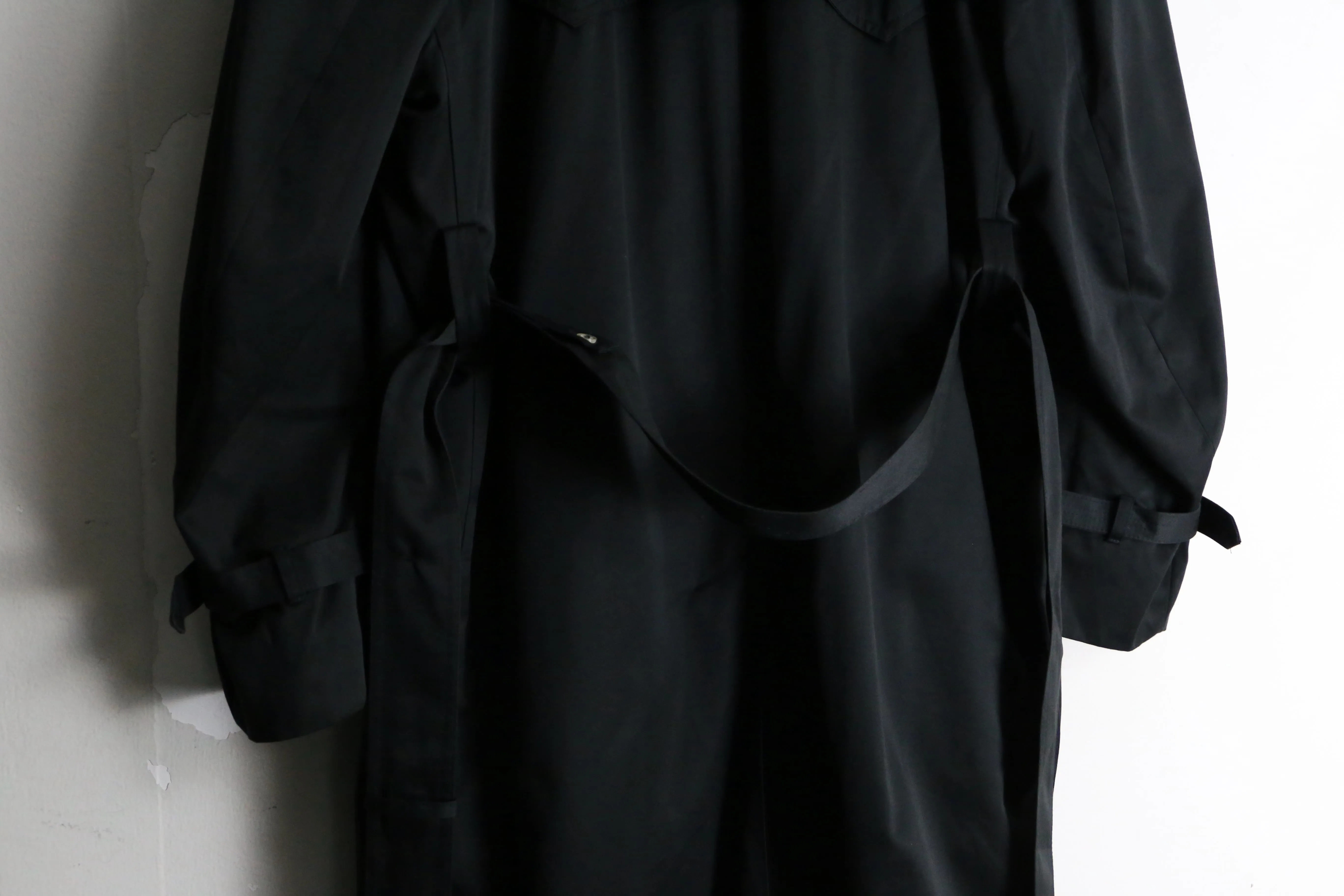 1990s Barry T/C twill black trench coat