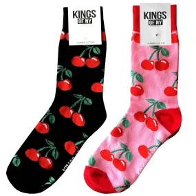 2 Pack Red Cherry Food Mens Cotton Socks