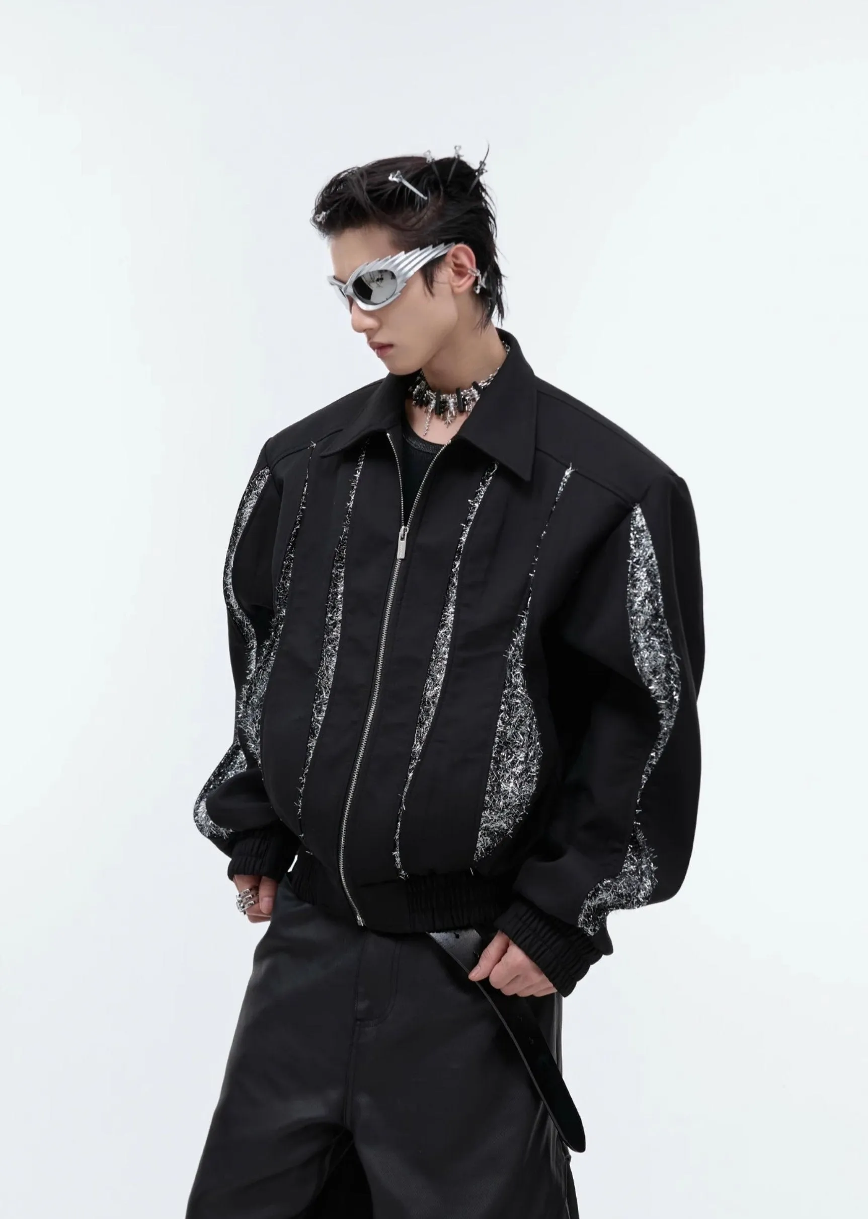 【24s Sep.】Patchwork Sequined Cropped Jacket