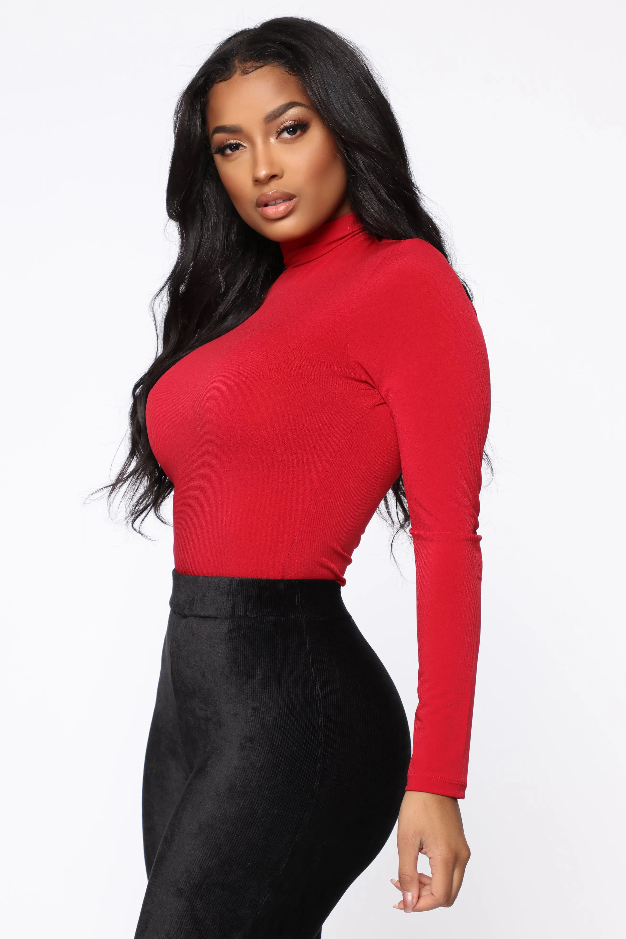 Abigail Turtleneck Top - Burgundy