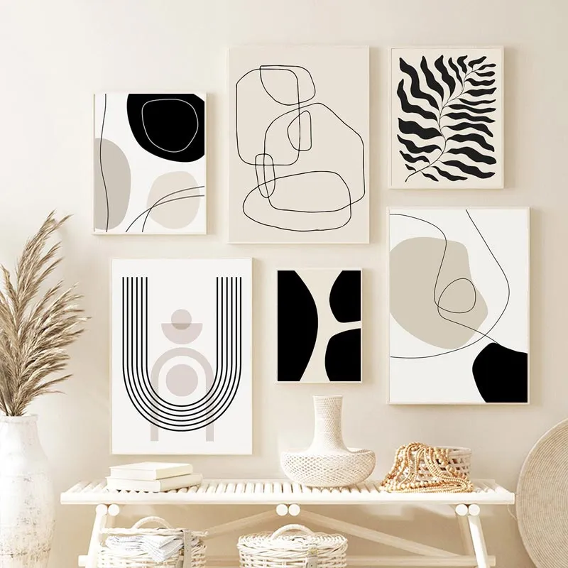 Abstract Bohemian Wall Art of Plants and Shapes Paintings Poster