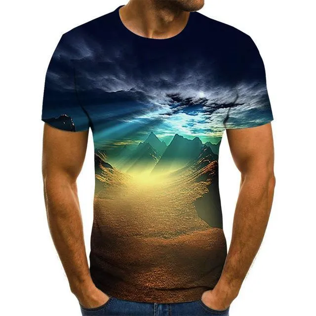 Aidase starry sky 3D printed T-shirt men's summer casual men's T-shirt fun T-shirt streetwear men's and women's tops