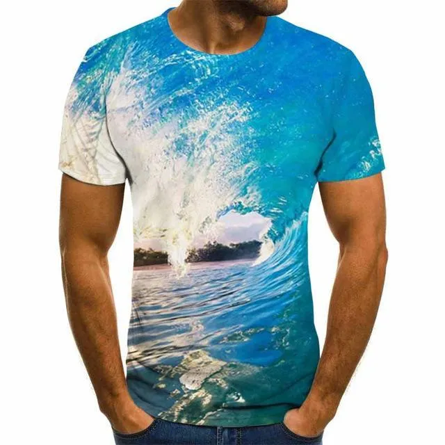 Aidase starry sky 3D printed T-shirt men's summer casual men's T-shirt fun T-shirt streetwear men's and women's tops