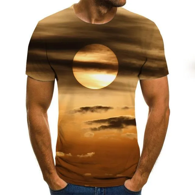 Aidase starry sky 3D printed T-shirt men's summer casual men's T-shirt fun T-shirt streetwear men's and women's tops