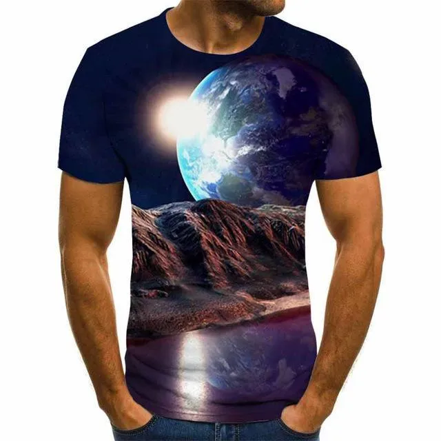 Aidase starry sky 3D printed T-shirt men's summer casual men's T-shirt fun T-shirt streetwear men's and women's tops