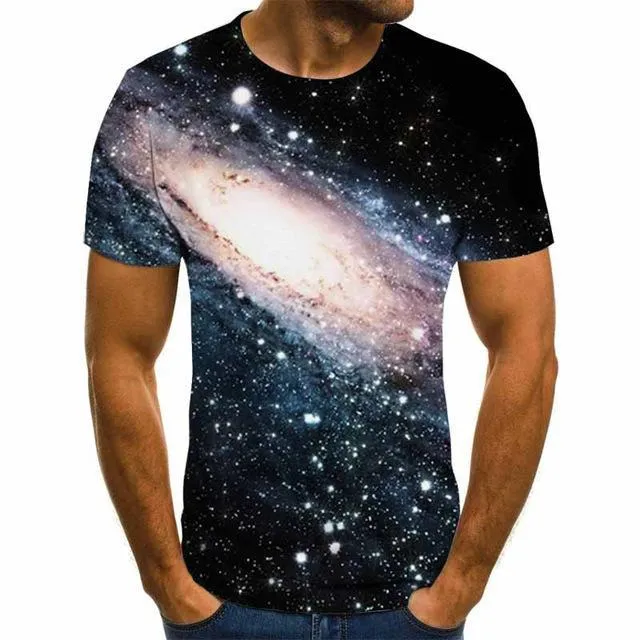 Aidase starry sky 3D printed T-shirt men's summer casual men's T-shirt fun T-shirt streetwear men's and women's tops