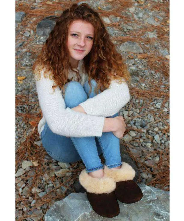 Alpaca Leather Bootie Slippers with Fur Lining