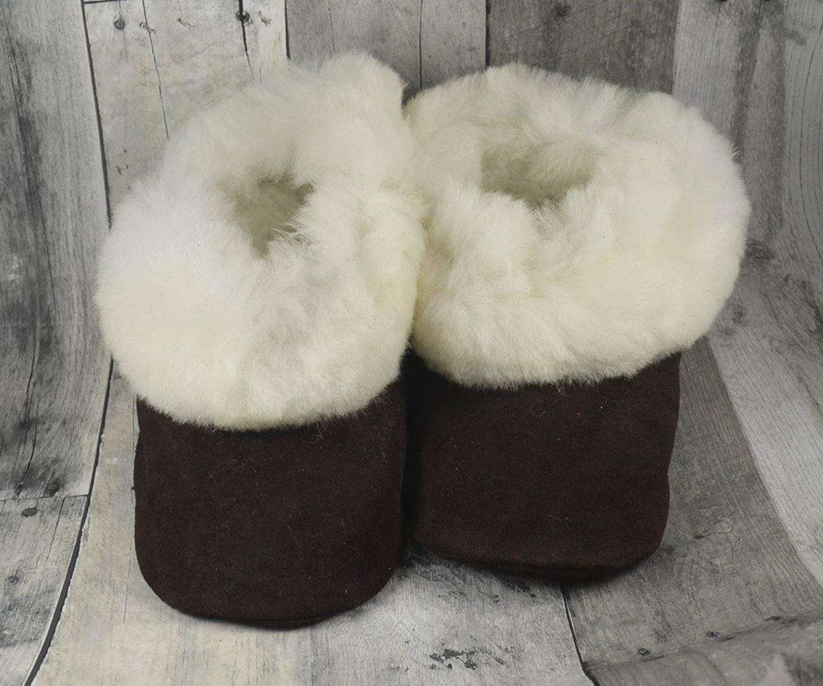 Alpaca Leather Bootie Slippers with Fur Lining