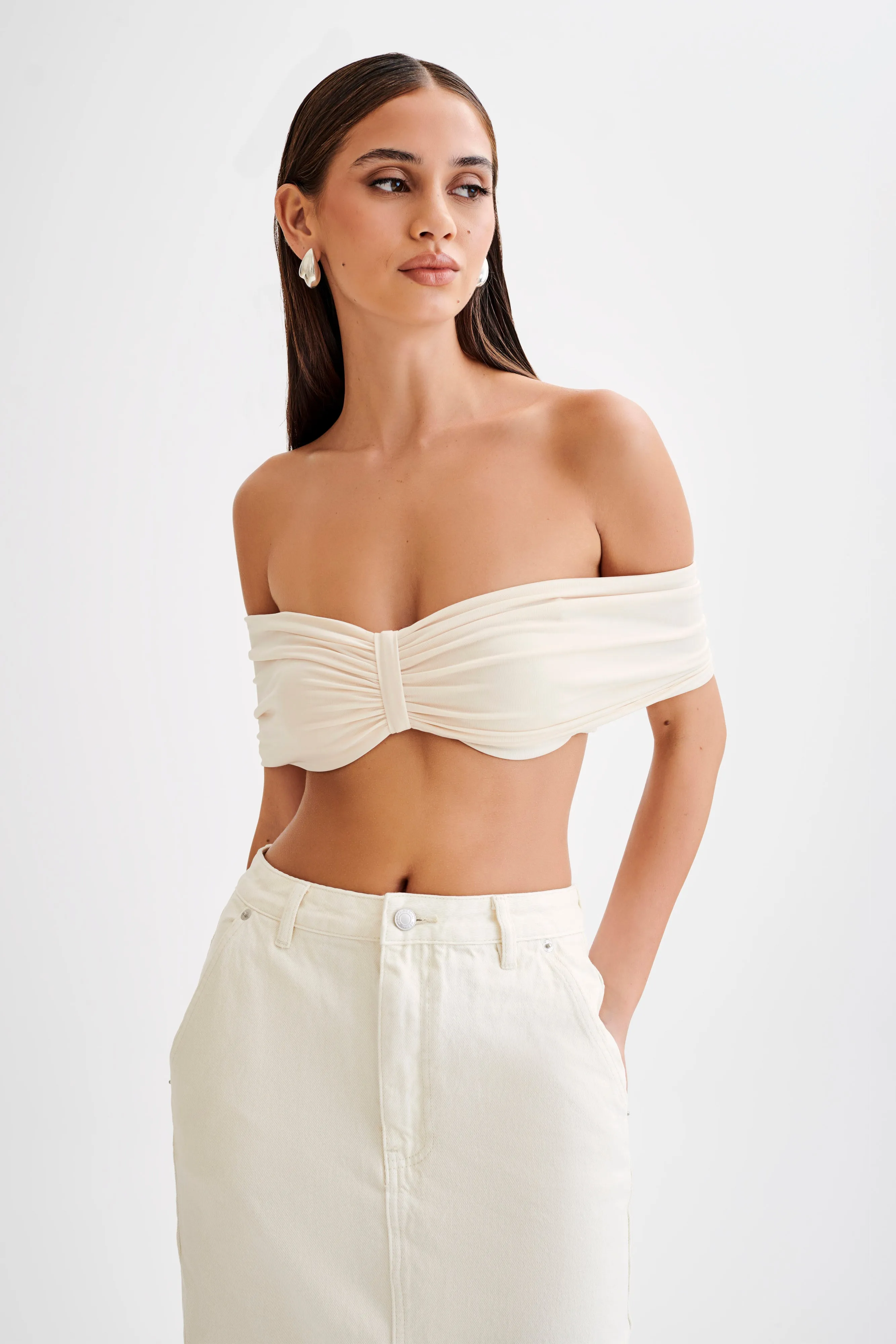 Amber Slinky Crop Top - Buttercream