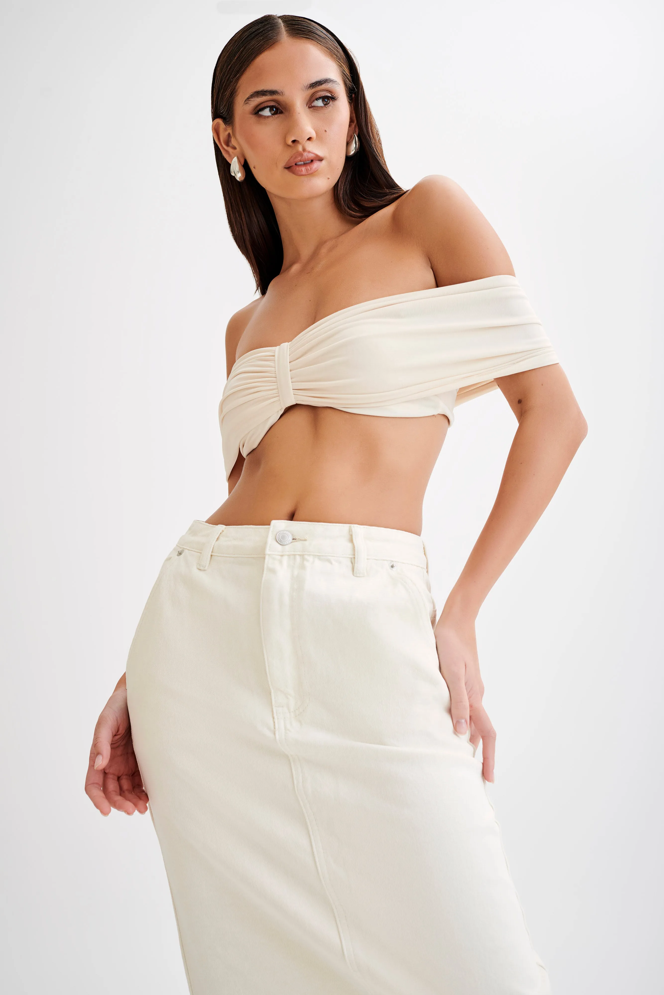 Amber Slinky Crop Top - Buttercream