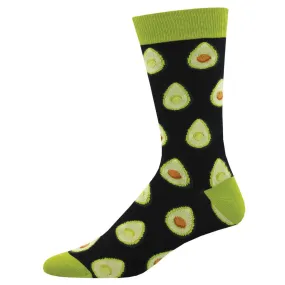 Any Way You Slice It, Avocadoes (Black) Bamboo Men's Crew Socks