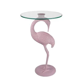 Aster 25" Classic Mid-Century Glass Top Flamingo End Table