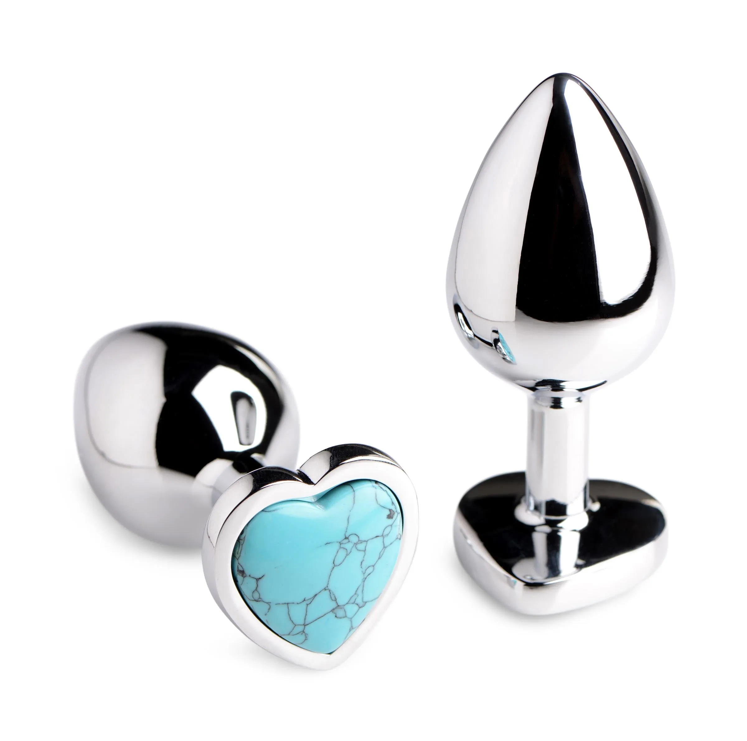 Authentic Turquoise Gemstone Heart Anal Plug