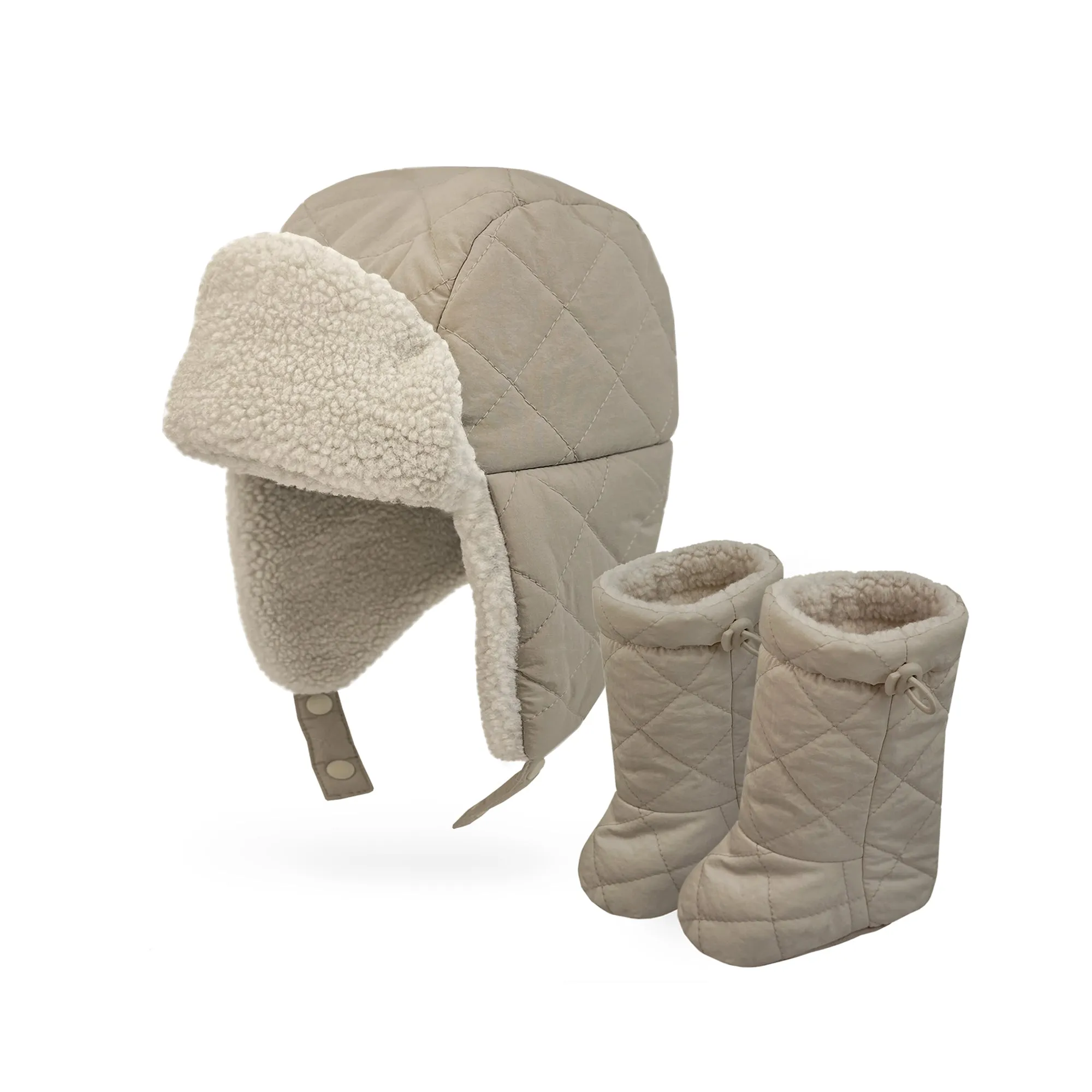 Baby Booties Toddler Sherpa Lined Non-Slip Winter Boots | Beige