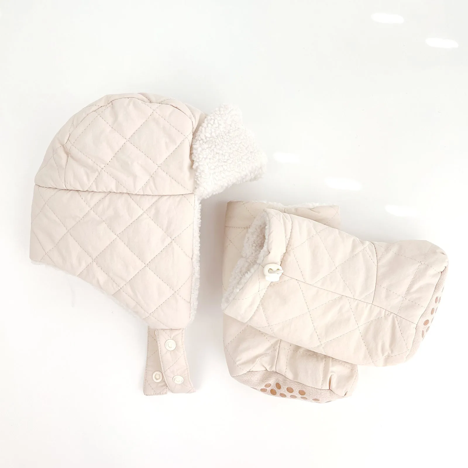 Baby Booties Toddler Sherpa Lined Non-Slip Winter Boots | Beige