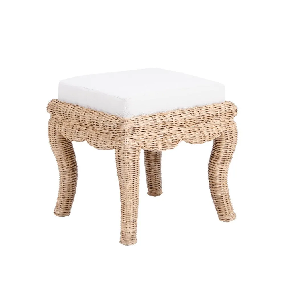 Baxton 19.7" Bohemian Designer Woven Rattan/Wood Vanity Stool