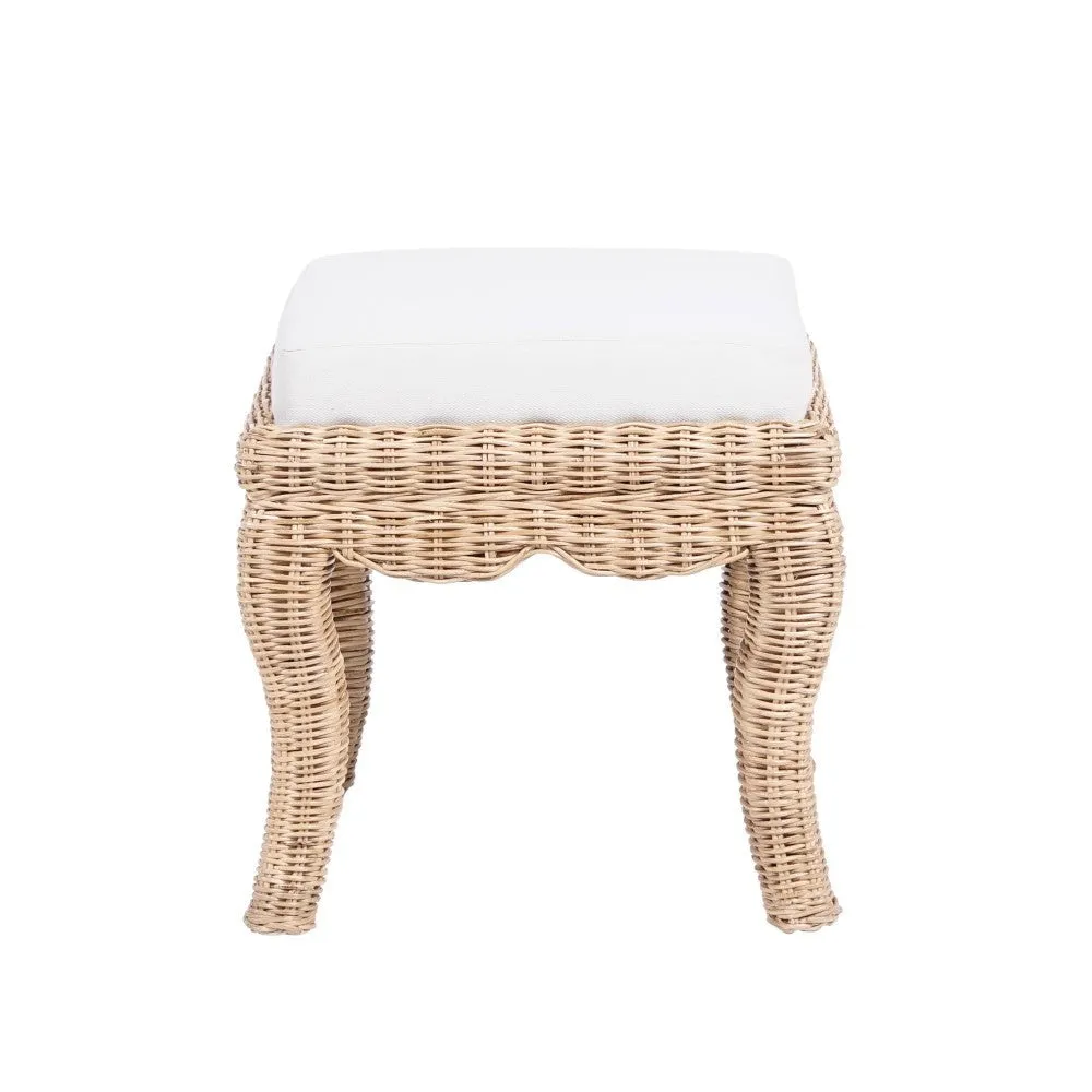 Baxton 19.7" Bohemian Designer Woven Rattan/Wood Vanity Stool