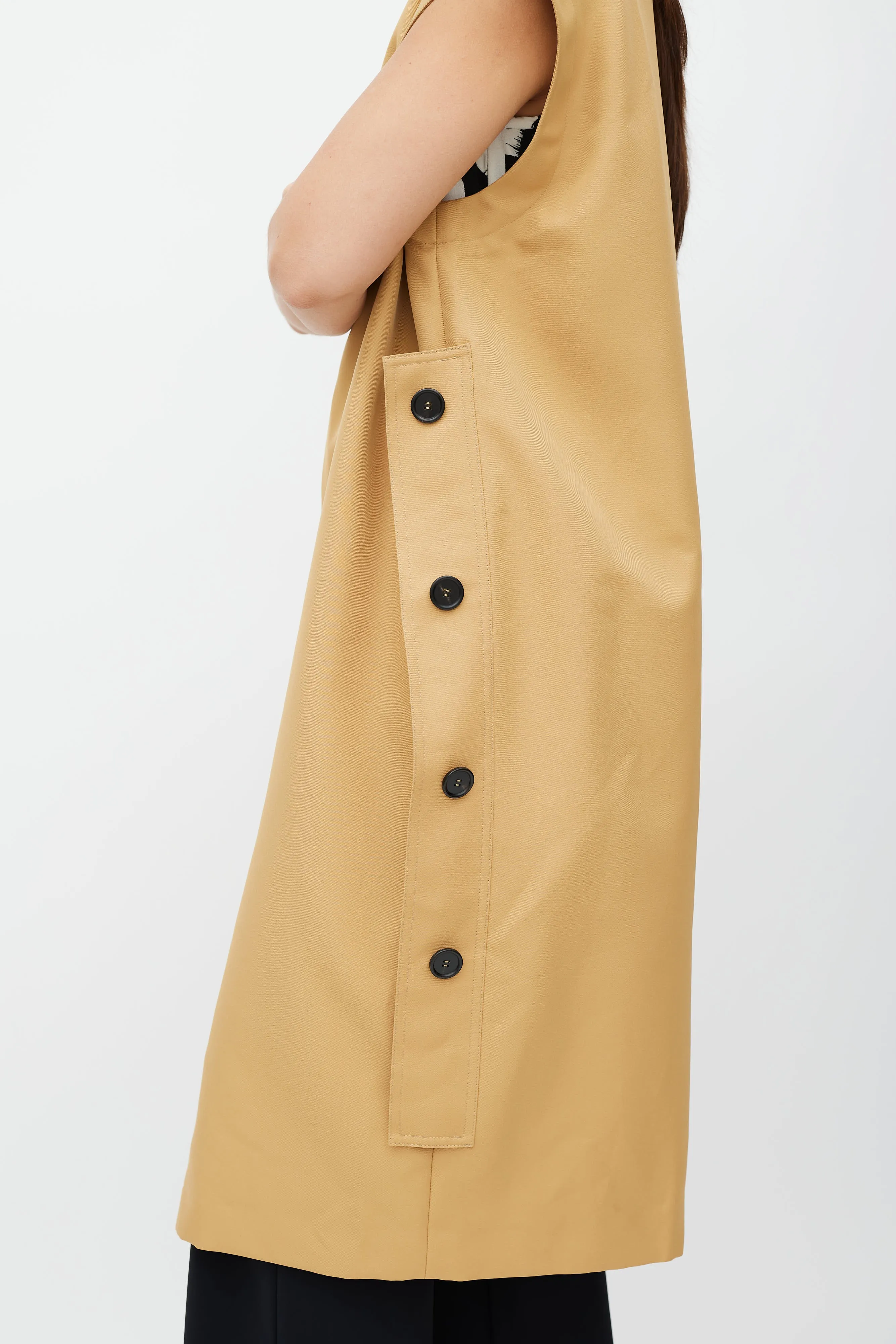 Beige Modular Sleeveless Trench Coat