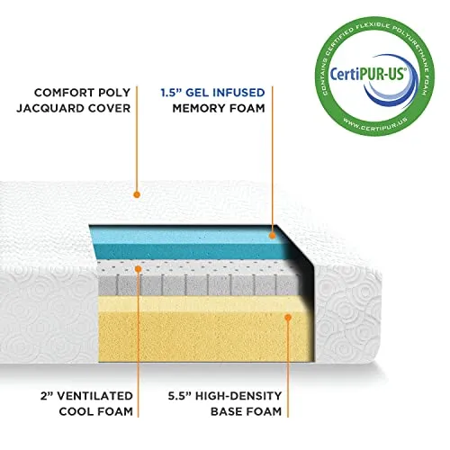 Best Price Mattress 9 Inch Signature Gel Memory Foam Mattress, Cooling Gel Infusion, Full,White