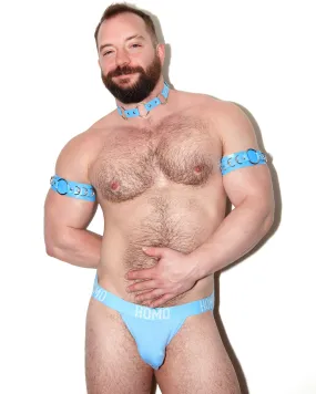 Blue hoop choker, bicep bands and jock set