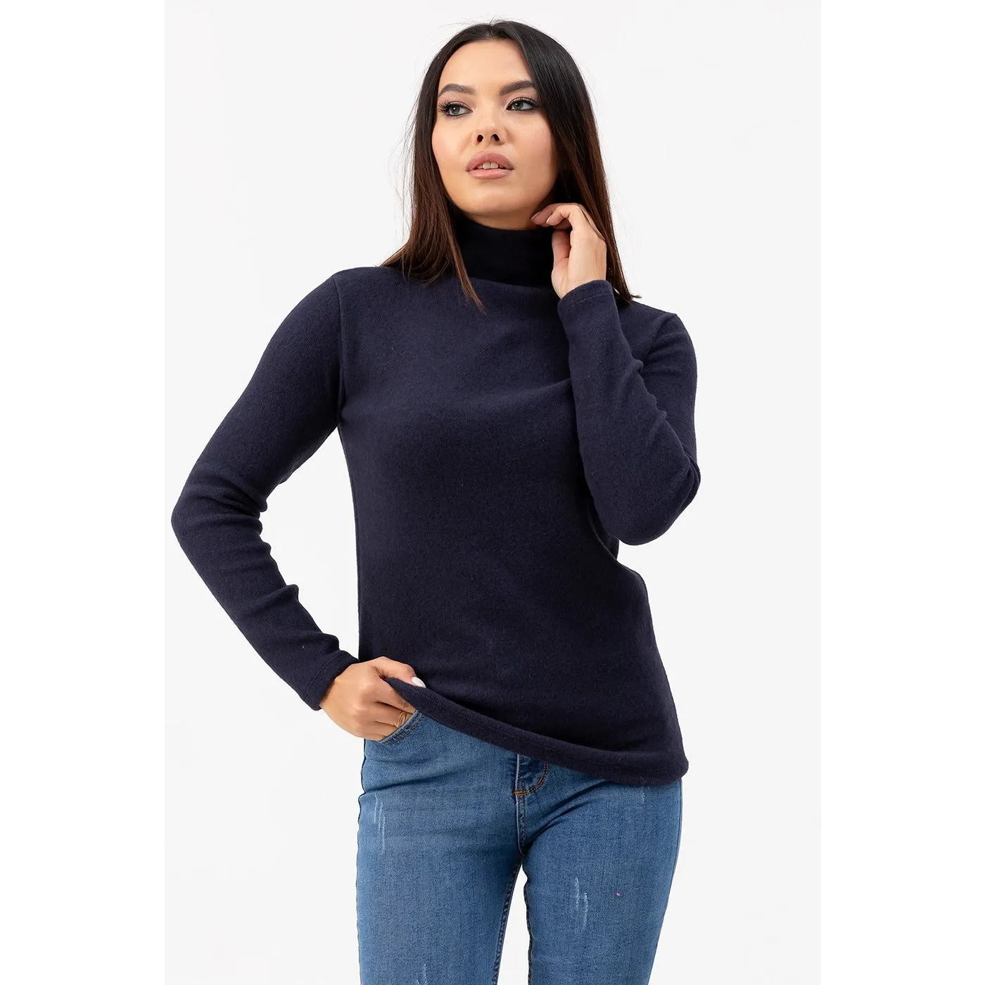 Blue Turtleneck Blouse