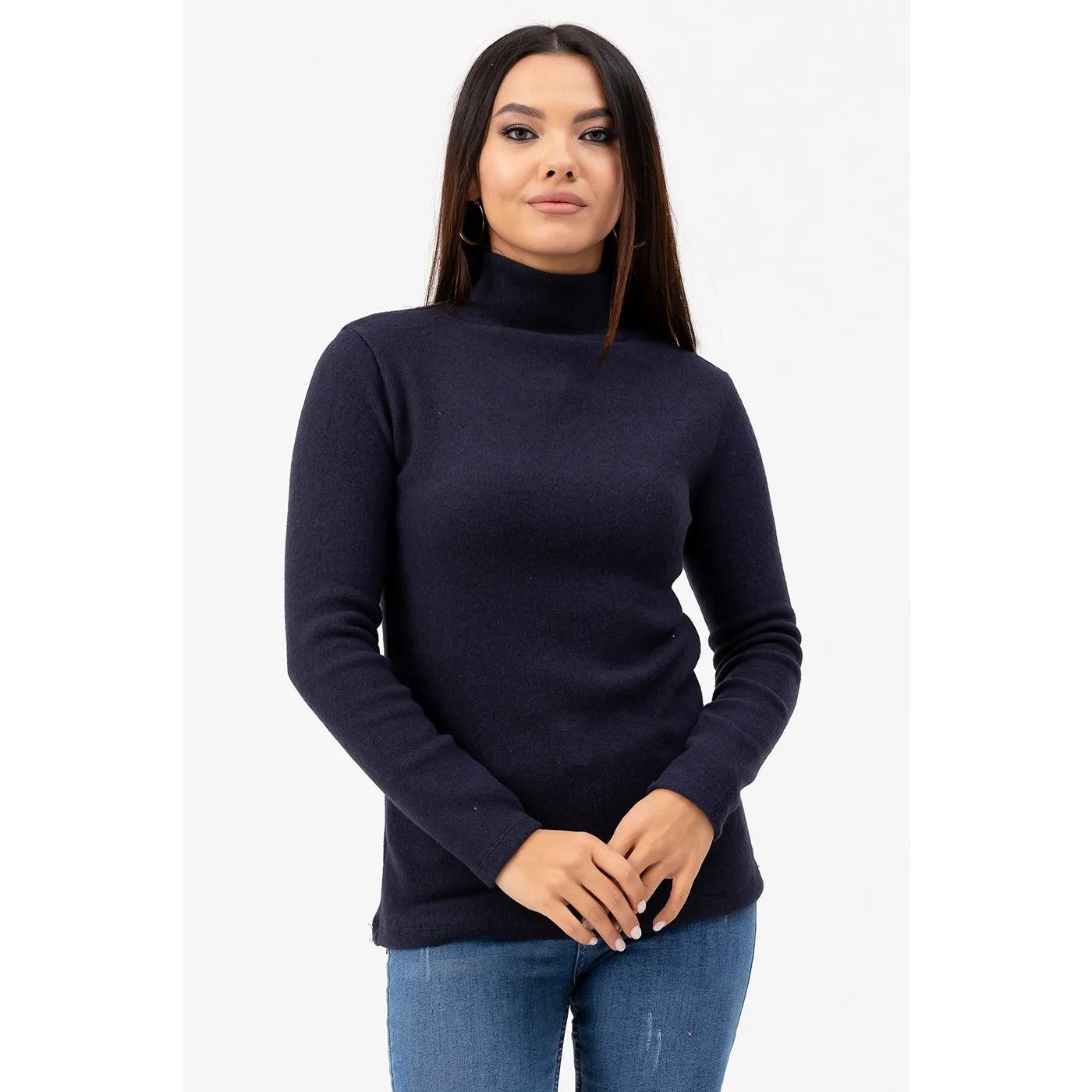 Blue Turtleneck Blouse