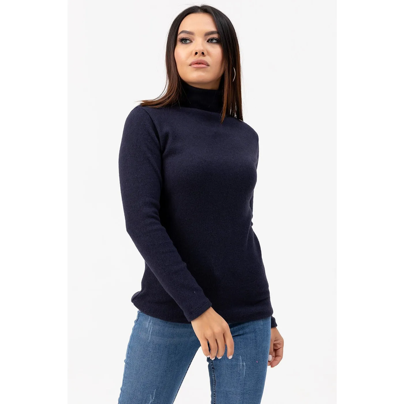 Blue Turtleneck Blouse