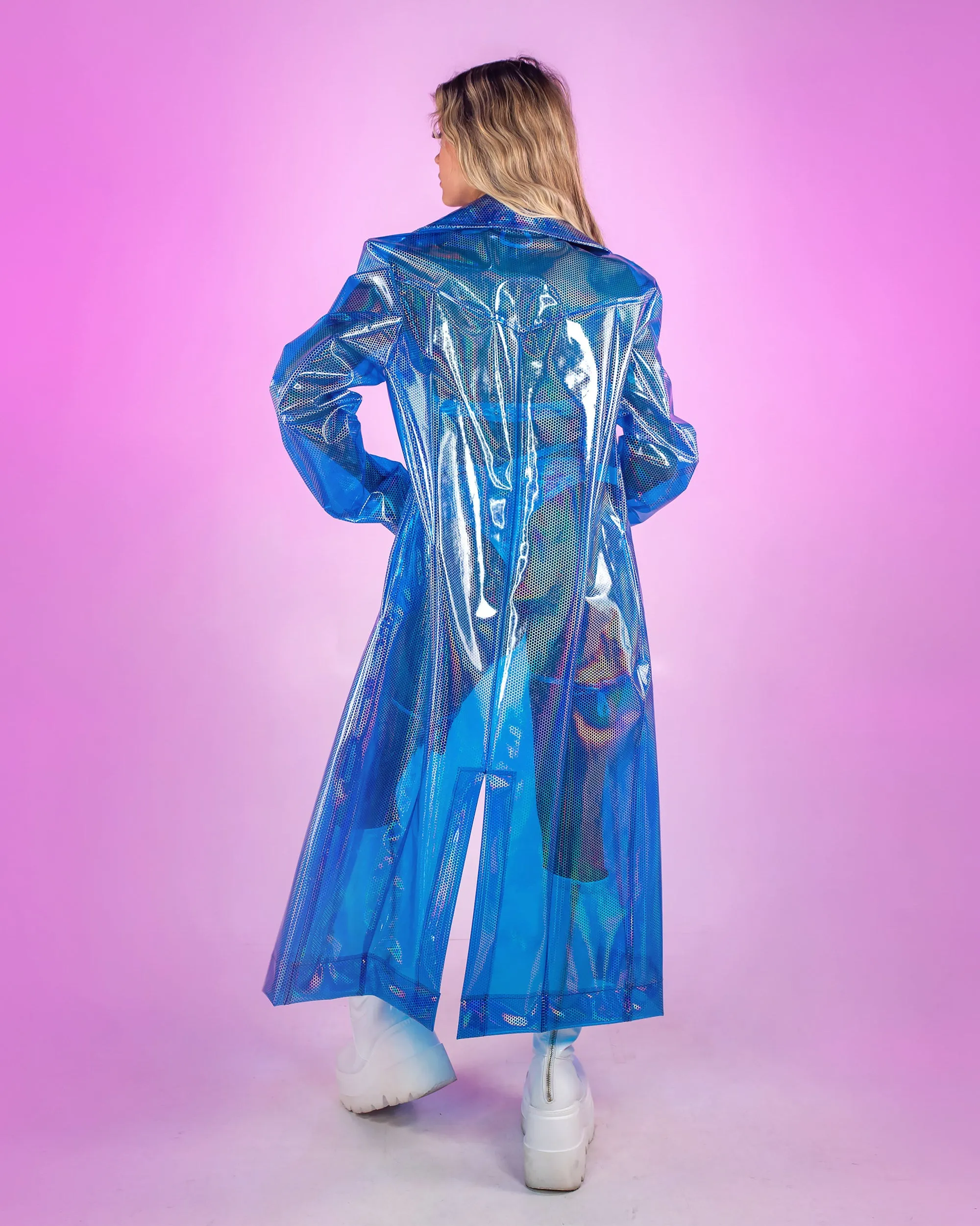 Blue Vortex Transparent Trench Coat