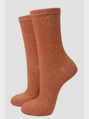 Burnt Orange Glitter Socks