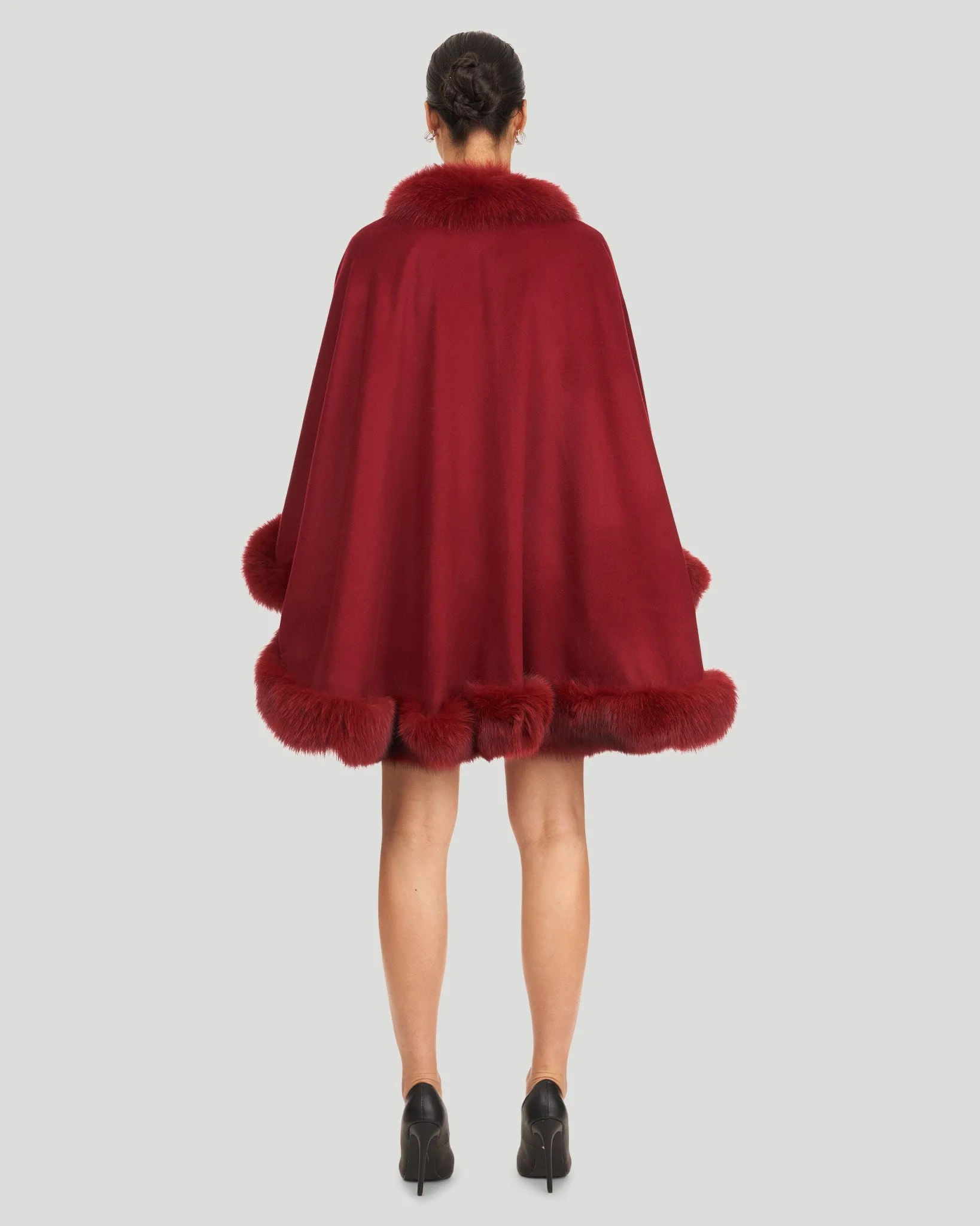 Cashmere Cape with Fox Trim