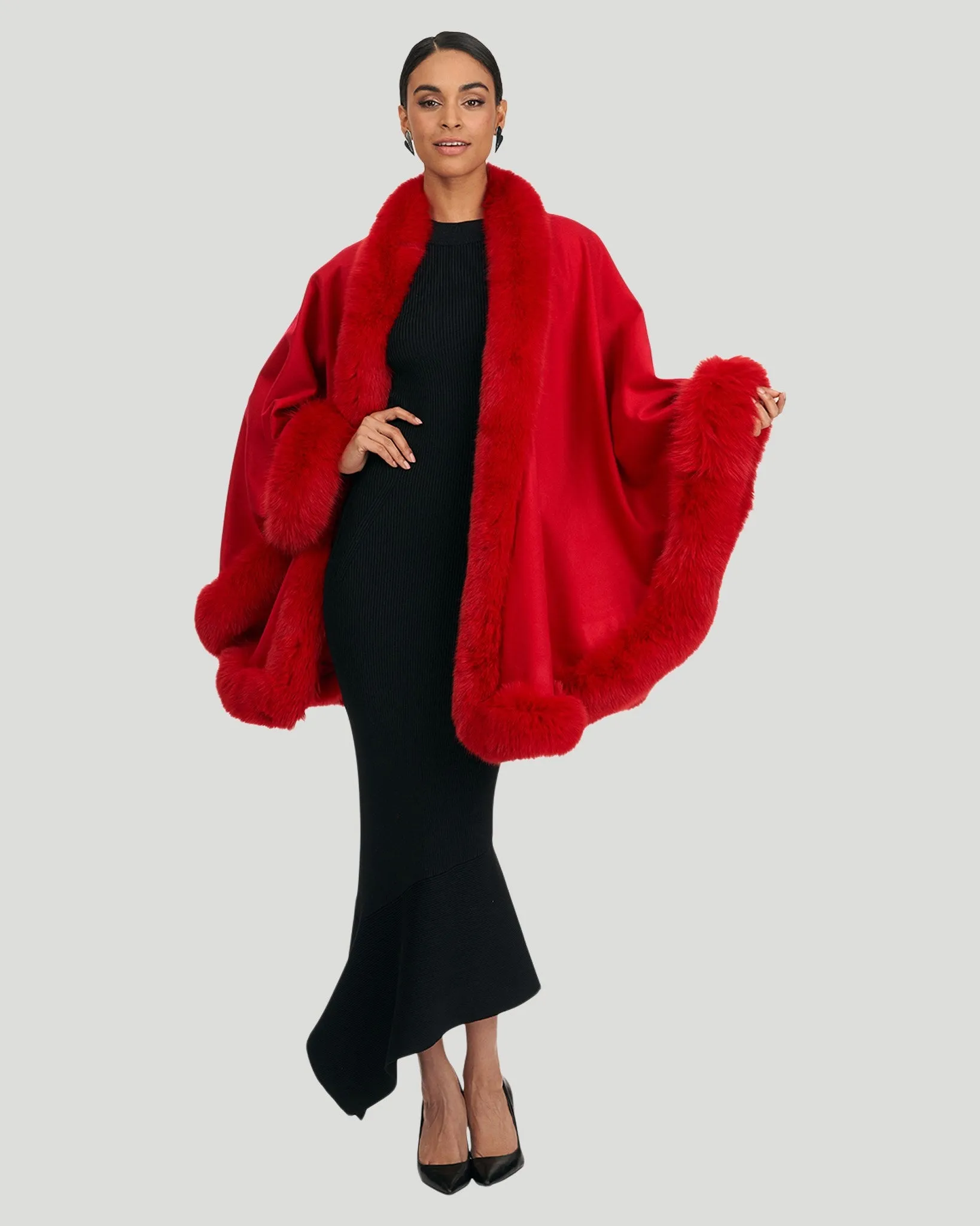 Cashmere Cape with Fox Trim