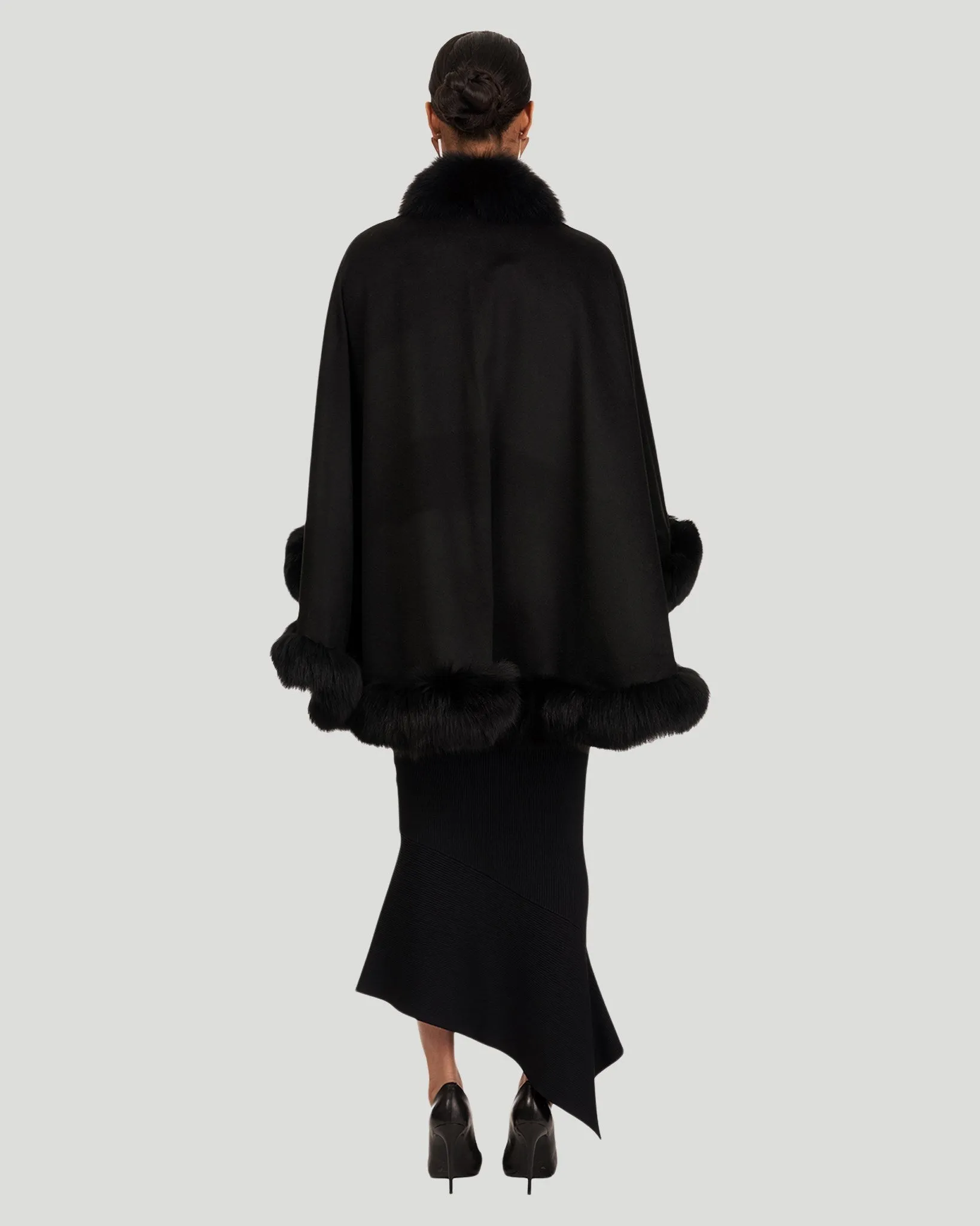 Cashmere Cape with Fox Trim