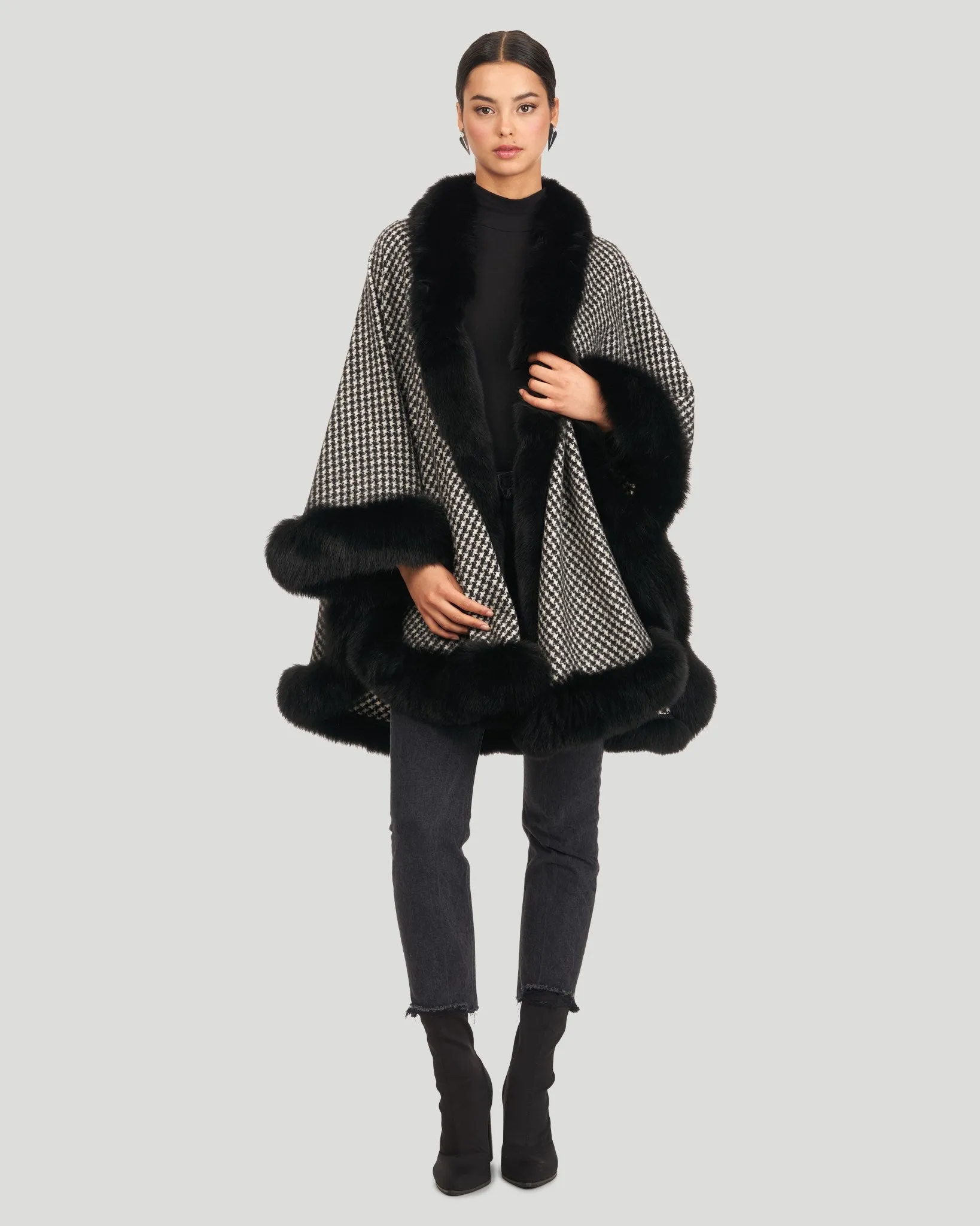 Cashmere Cape with Fox Trim