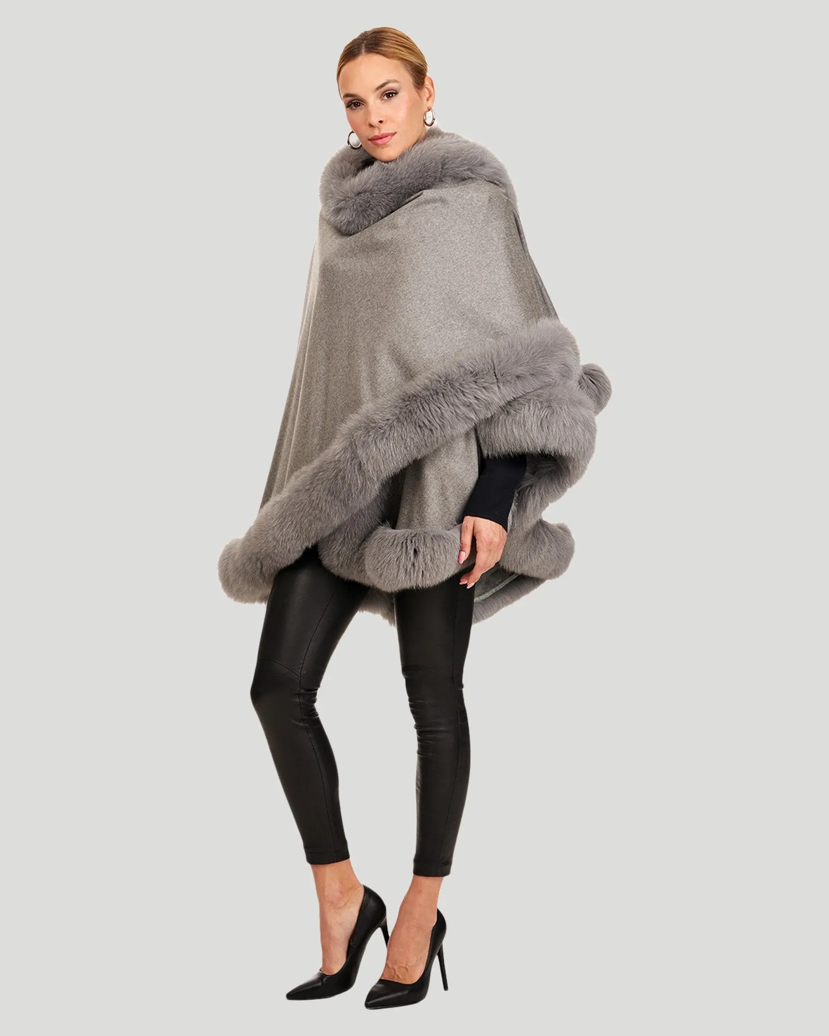 Cashmere Cape with Fox Trim