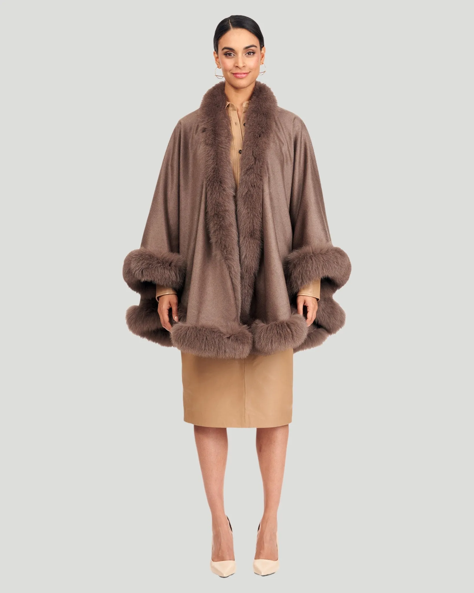 Cashmere Cape with Fox Trim