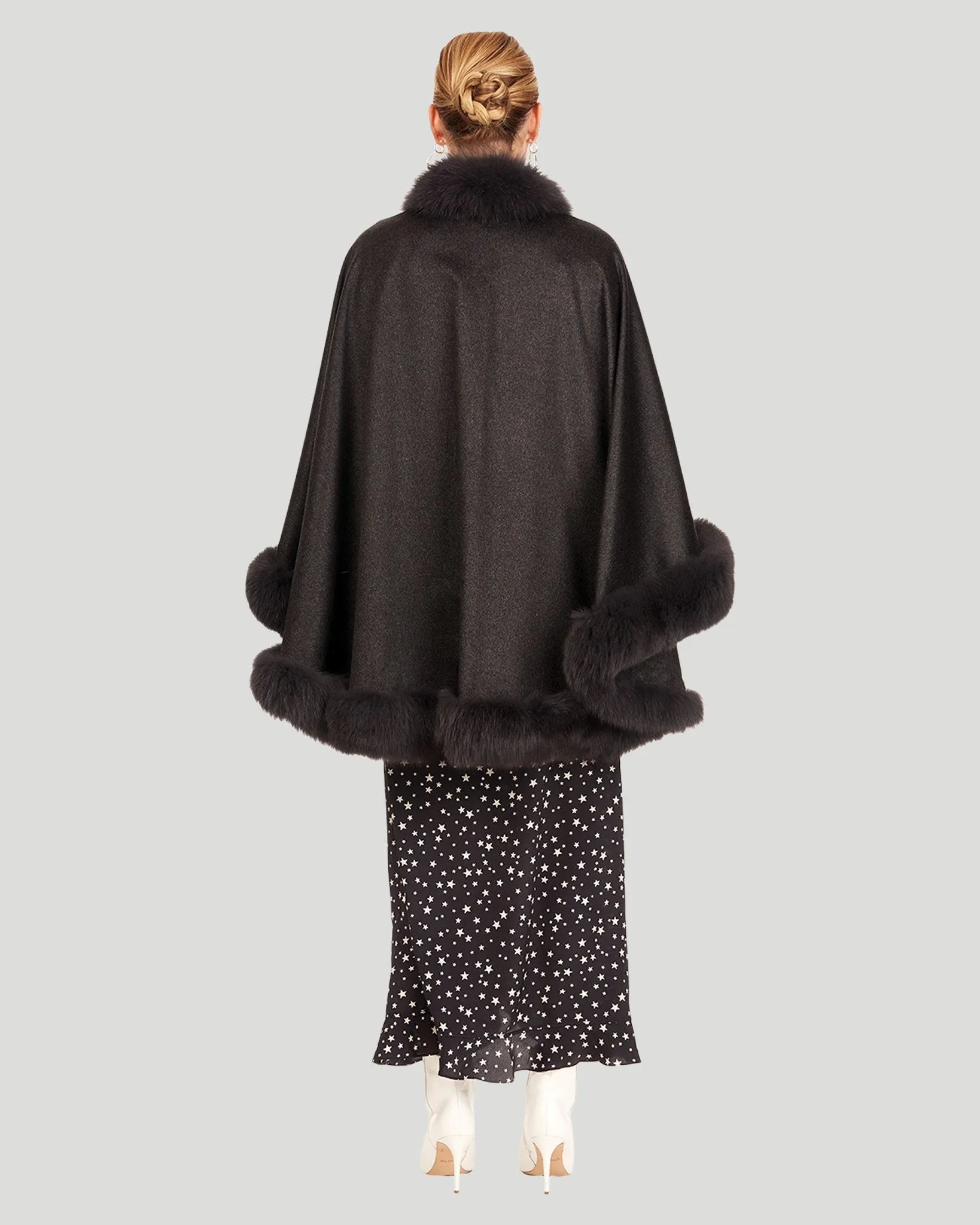 Cashmere Cape with Fox Trim