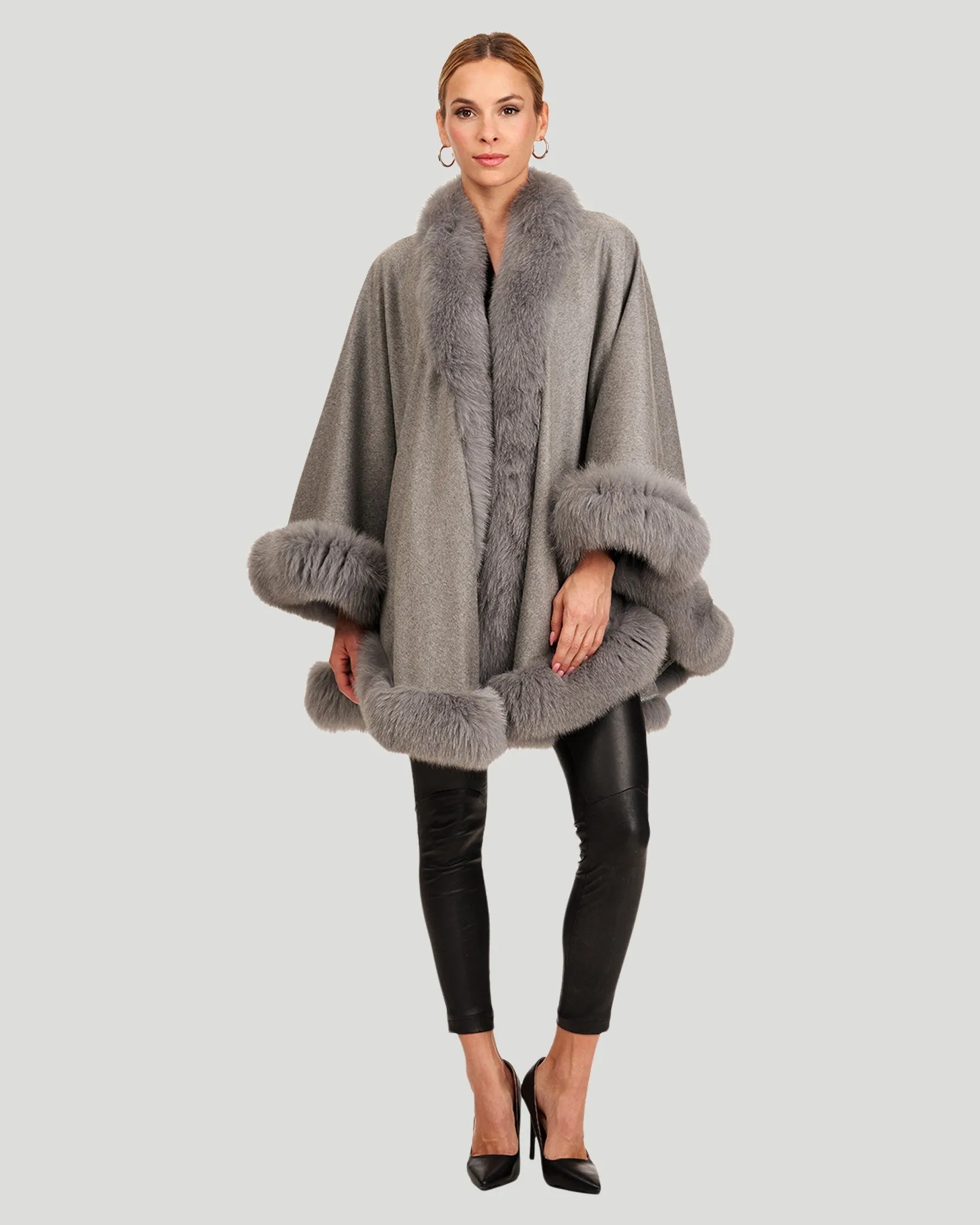 Cashmere Cape with Fox Trim