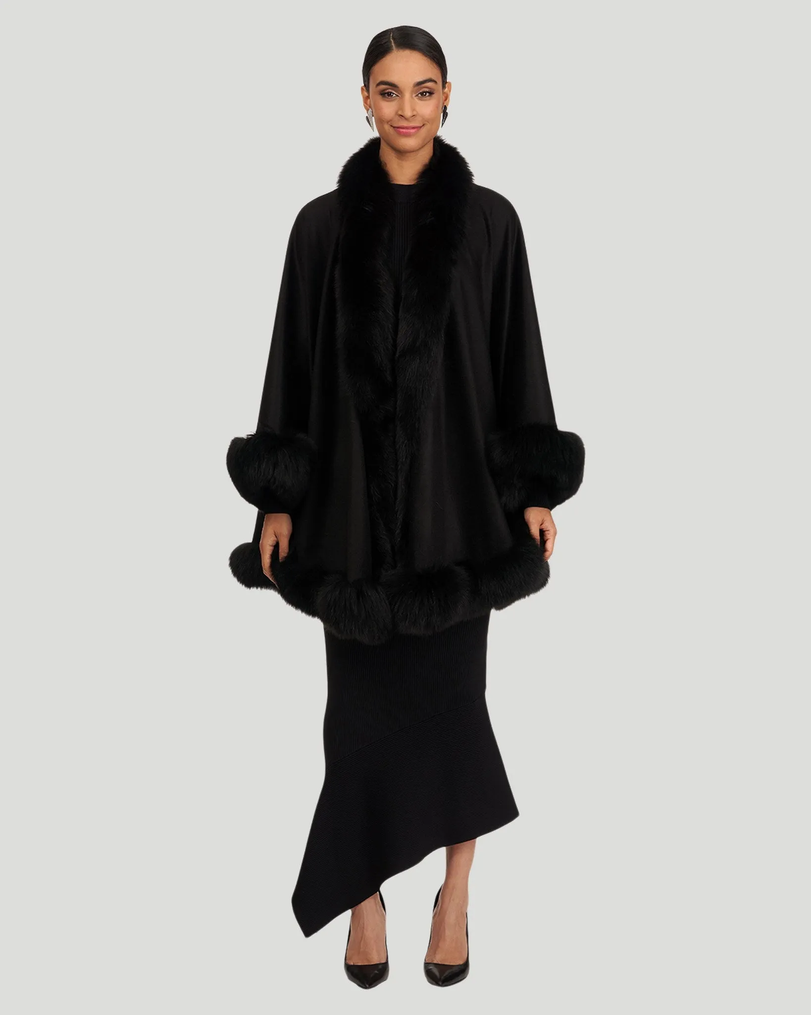 Cashmere Cape with Fox Trim